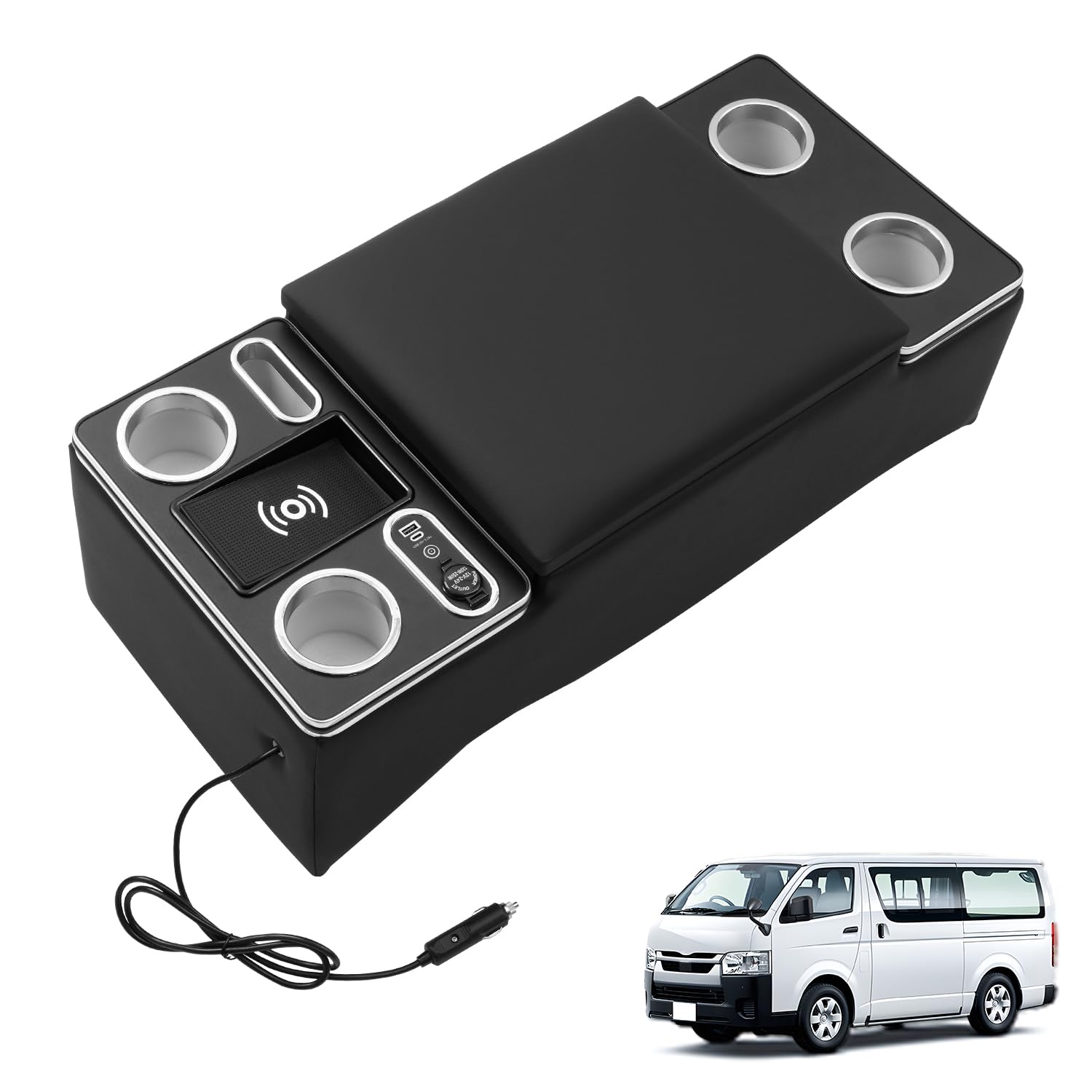 Auto Spec トヨタ ハイエース 200系 専用 コンソールボックス LED コンソール ボックス アームレスト センターコンソール 標準 用1型~8型 肘掛け 収納ボックス USB タイプC バン ワゴン HIACE 200 ワ|WES STORE