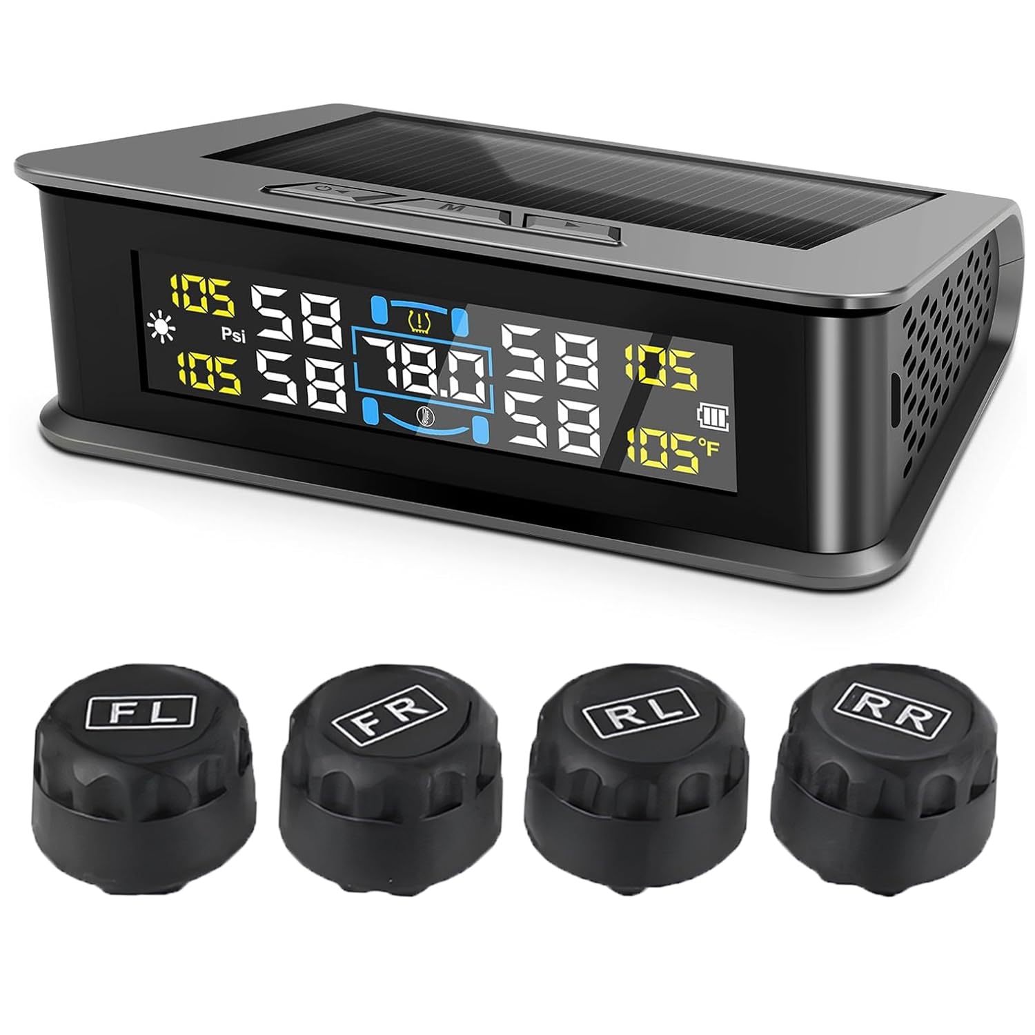 Stynxro タイヤ空気圧センサー TPMS 空気圧センサー 車両 振動感知 圧力温度 リアルタイム監視 ソーラー/USBデュアル充電 日本語音声アラーム音 IP67防水 0-5.0Bar 取り付け簡単 多車種対応｜WES STORE
