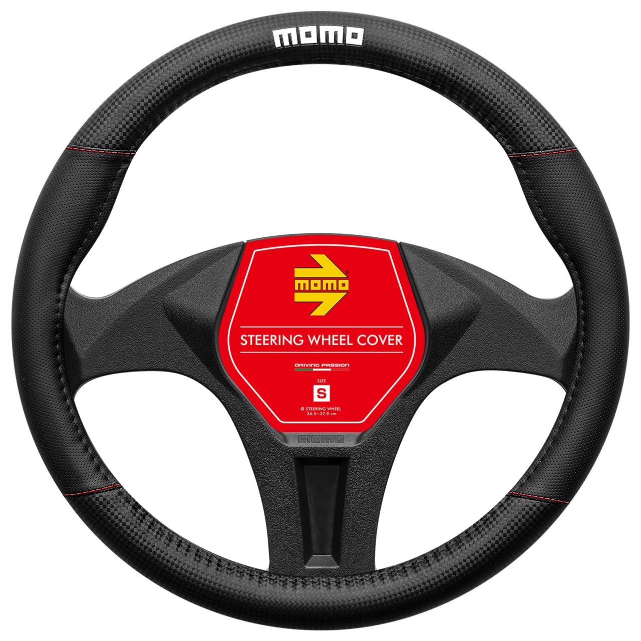 MOMO モモ CARBON カーボン ハンドルカバー ステアリングカバー ITALY イタリア ミラノ Sサイズ レッド｜WES STORE 7,453円