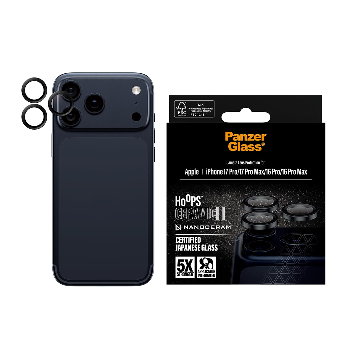 iPhone 17Pro/iPhone 17ProMax PanzerGlass Hoops Ceramic II Camera Lens Protector