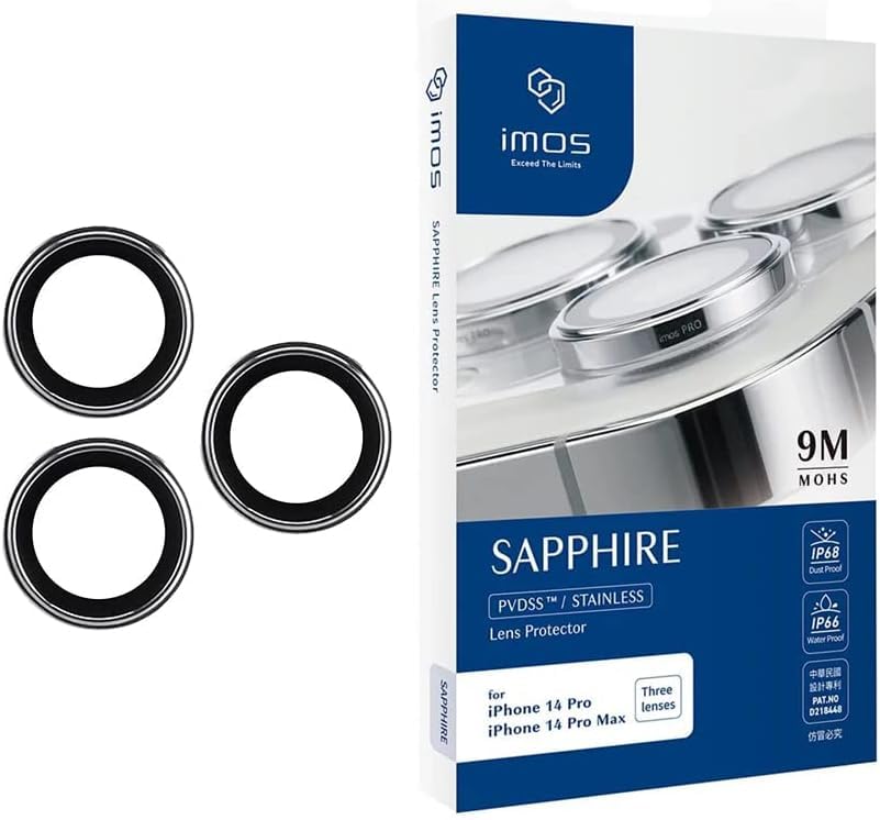 【imos】For iPhone 14 Pro/14 Pro Max Sapphire Aluminium Alloy Lens Protector - Silver