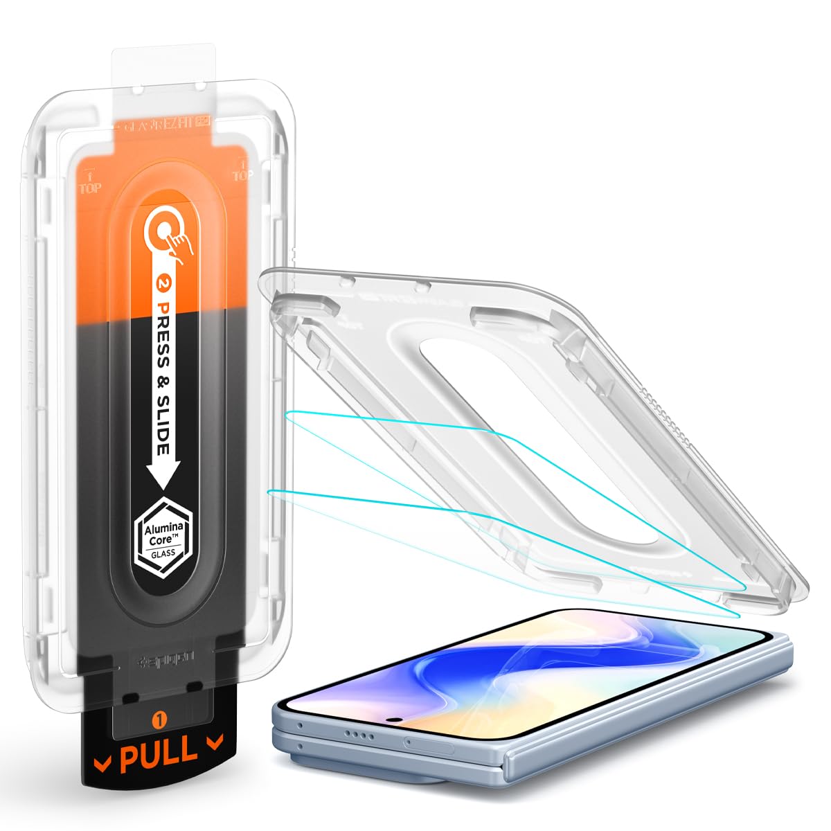 Spigen Google Pixel 10 Pro Fold ガラスフィルム 指紋認証対応 9H+強化ガラス AluminaCore 貼り付けキット付き 2枚入 ナノコーティング 飛散防止 EZ Fit Pro AGL09665