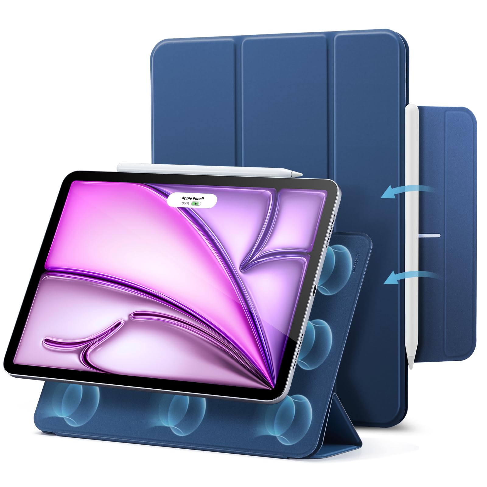 ESR iPad Air 13in 入れもの (M3/M2、2025/2024) iPad Pro 12.9 専用押しかぶせる 第6/5/4時人(2022/2021/2020) 豪然たる磁石へばり付く式 か細いな三つ折り照明ランプ入れもの Pencil Pro/USB-C相応う 自動小銃ウェイク/休止状態 耐久 スマートフォン・タブレット-スマートフォン・携帯電話アクセサリー-ケース・カバー