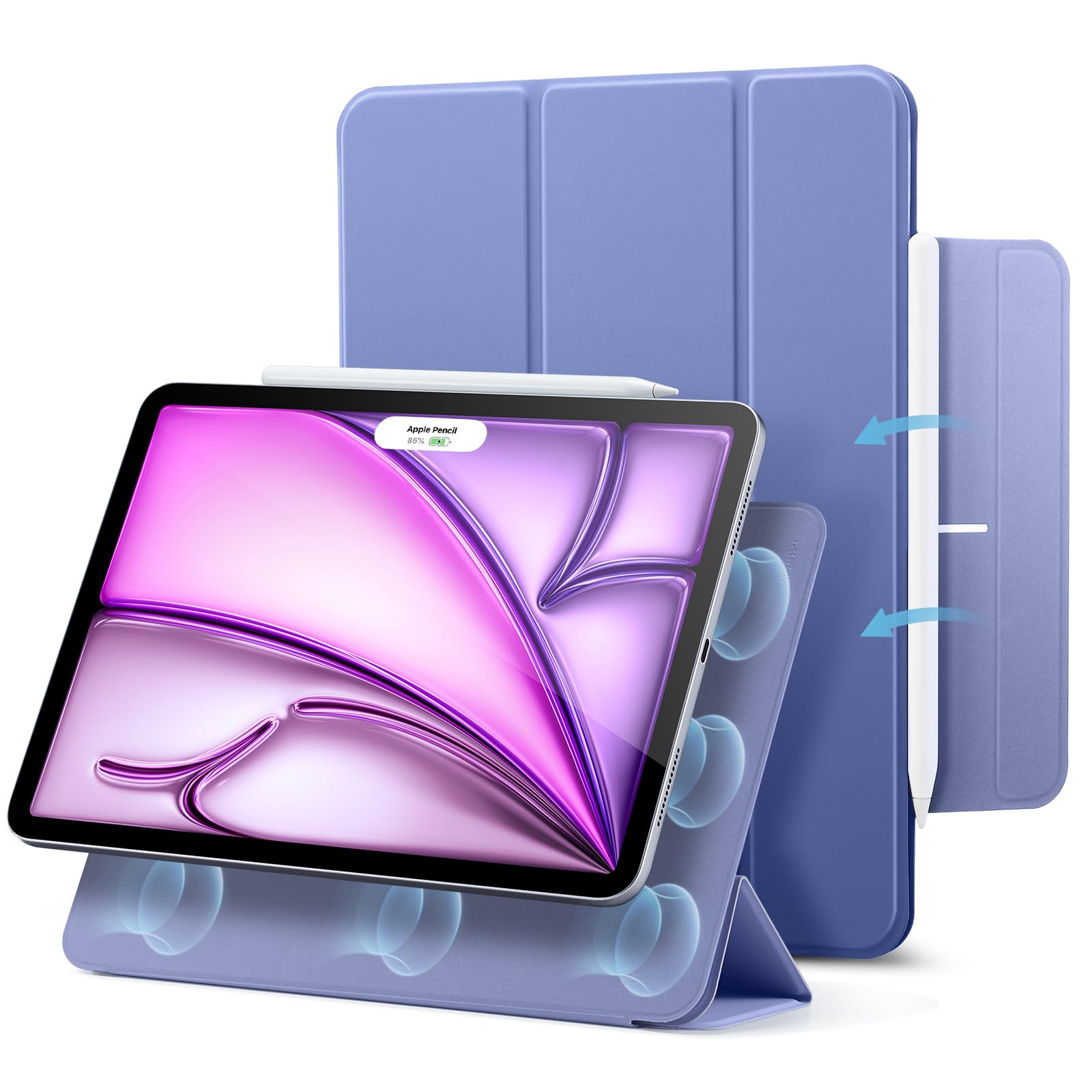 ESR iPad Air 13in 入れもの (M3/M2、2025/2024) iPad Pro 12.9 専用押しかぶせる 第6/5/4時人(2022/2021/2020) 豪然たる磁石へばり付く式 か細いな三つ折り照明ランプ入れもの Pencil Pro/USB-C相応う 自動小銃ウェイク/休止状態 耐久 ケース・カバー-スマートフォン・携帯電話アクセサリー-スマートフォン・タブレット