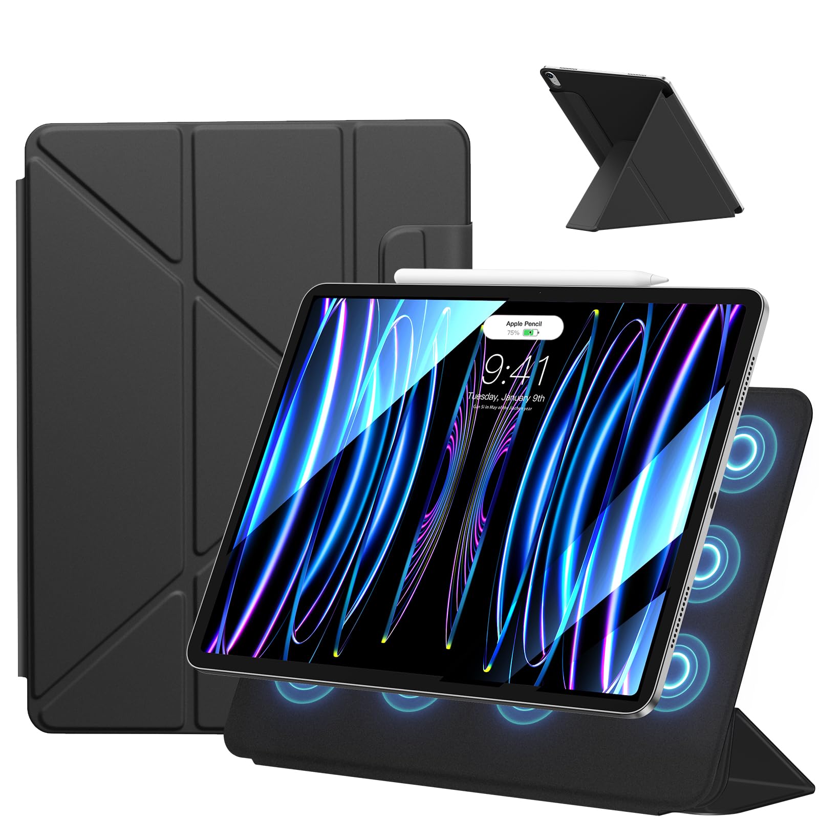 SANDUODD iPad 11世代 ケース (A16、2025) iPad 第10/11世代 (2022/2025)対応 強力マグネット吸着 横置＆縦置 角度調整可能 三角形スタンド 安定感 超スリム 極薄 軽量 耐久性保護カバー オートスリープ/