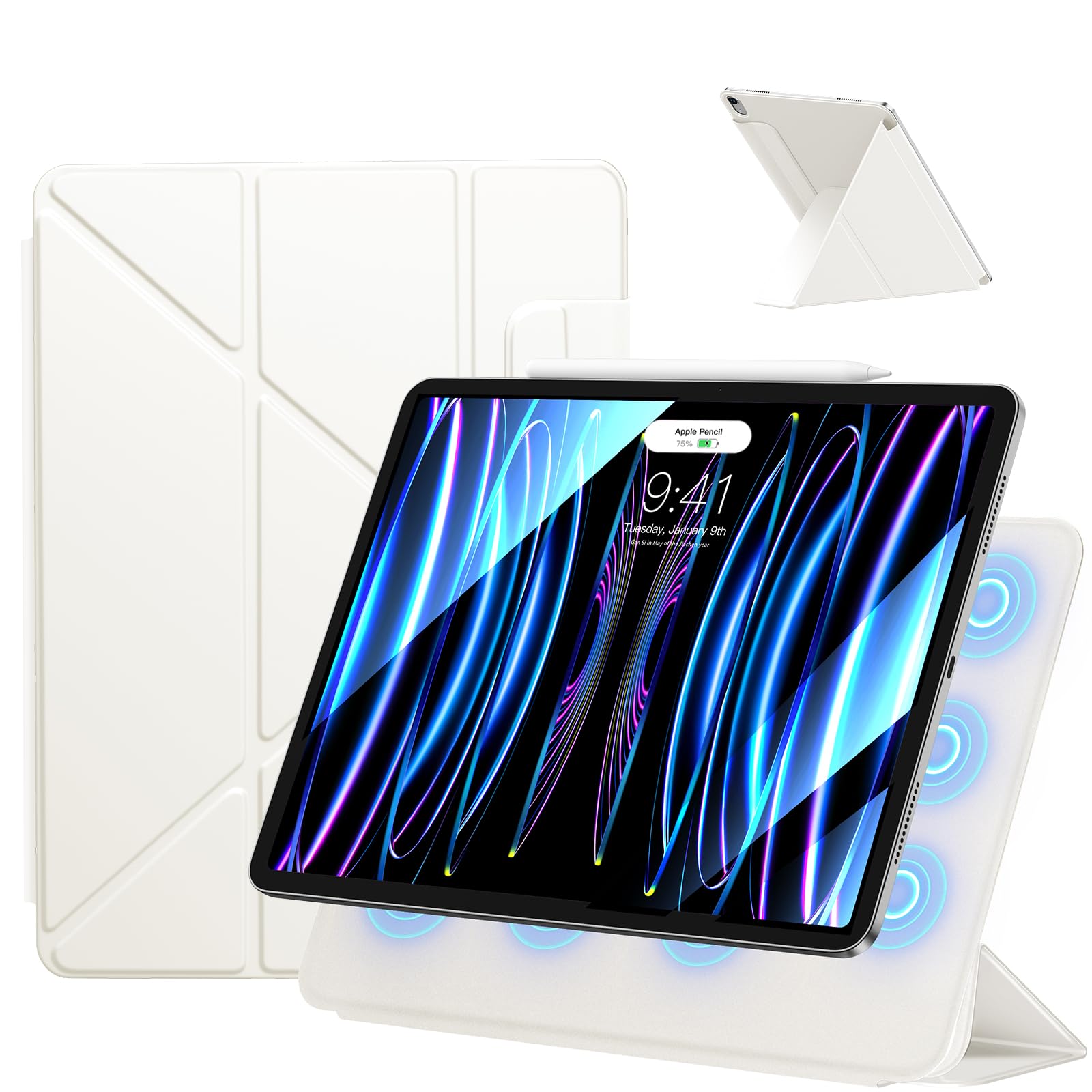 SANDUODD iPad 11時人 入れもの (A16、2025) iPad 第10/11時人 (2022/2025)相応う 豪然たる磁石へばり着く 横置＆縦置 角度合わせる能力のある ３角形照明ランプ 釣りあい感 超か細い 極薄 軽さ 耐久性保護すること押しかぶせる オートスリープ/