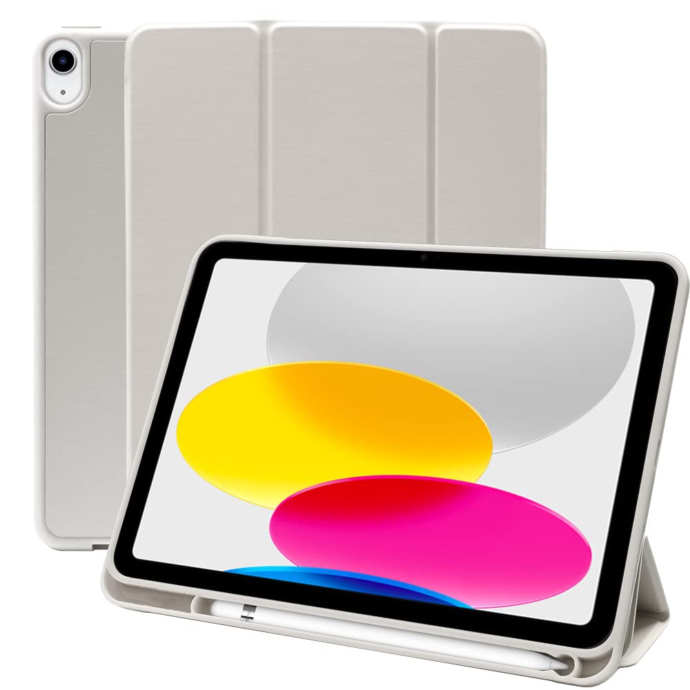 MS factory iPad 11世代 10世代 ケース iPadケース 第11世代 A16 (2025) 第10世代 用 アイパッド 11インチ 10.9インチ カバー ペン収納 耐衝撃 オートスリープ スタンド ライト グレー IPD-10-S-HDR-LGY