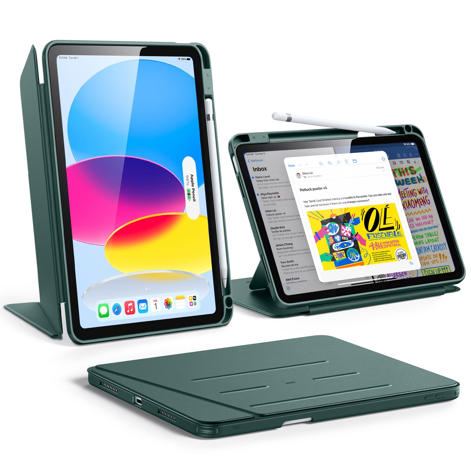 ESR iPad 11時人 容れもの A16 iPad 第10時人 / 第11時人 専用取りまかなう (2022/2025真似形) 書きもの納める 耐衝撃 縦横照明ランプ 自動小銃ウェイク/静止状態 Pencil/USB-C相応う マルチアングルケース 11in/10.9in Flip