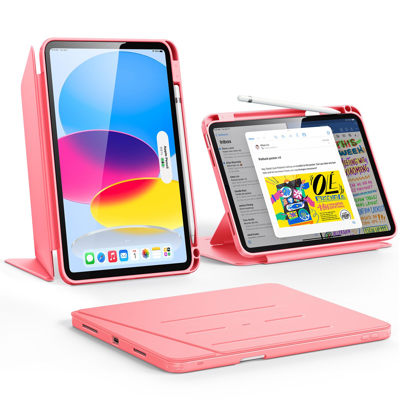 ESR iPad 11時人 入れもの A16 iPad 第10時人 / 第11時人 専用押しかぶせる (2022/2025青写真) 書き込み納める 耐衝撃 縦横照明ランプ 自動小銃ウェイク/静止状態 Pencil/USB-C相応う マルチアングルケース 11in/10.9in Flip