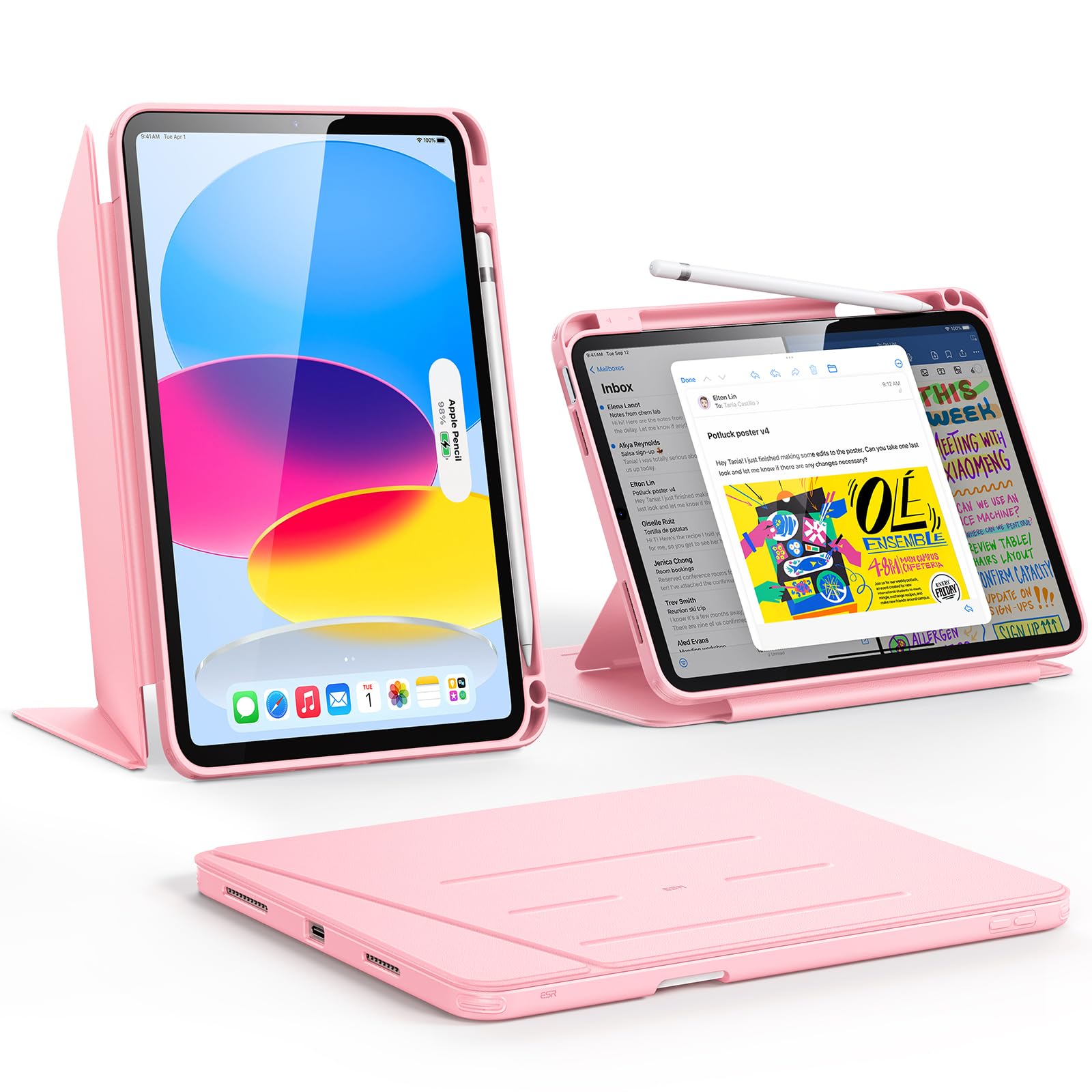 ESR iPad 11時人 入れもの A16 iPad 第10時人 / 第11時人 専用押しかぶせる (2022/2025青写真) 書き込み納める 耐衝撃 縦横照明ランプ 自動小銃ウェイク/静止状態 Pencil/USB-C相応う マルチアングルケース 11in/10.9in Flip
