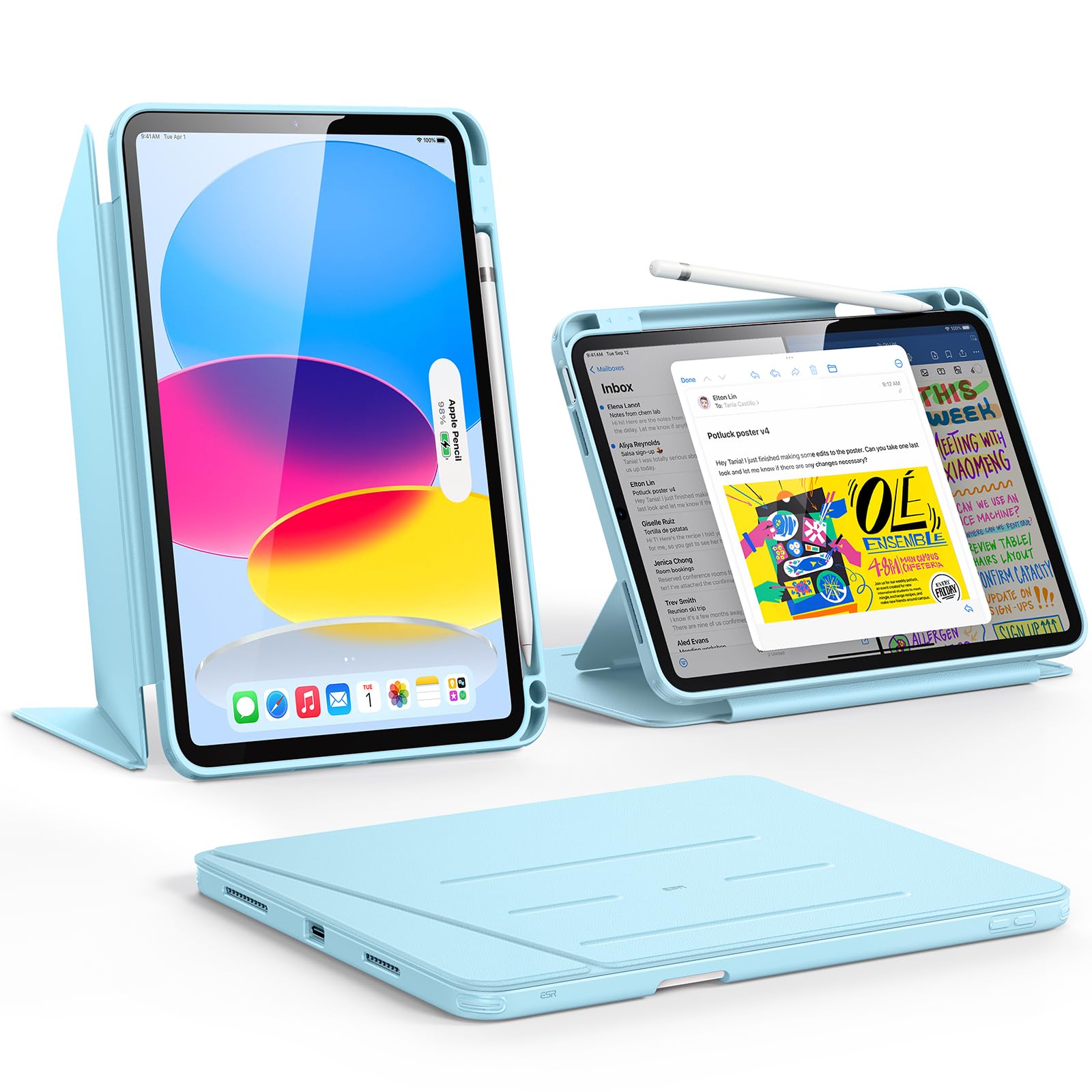 ESR iPad 11世代 ケース A16 iPad 第10世代 / 第11世代 専用カバー (2022/2025モデル) ペン収納 耐衝撃 縦横スタンド 自動ウェイク/スリープ Pencil/USB-C対応 マルチアングルケース 11インチ/10.9インチ Flip