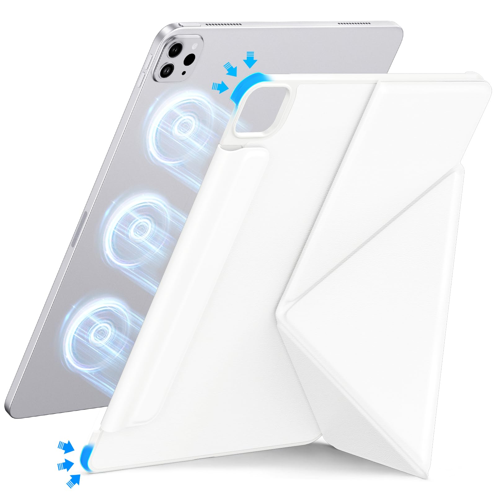 【2025年新御出座し・境界線保護すること・磁気ねばり着く式】HEIGKOIK iPad Air 13in 容れもの (M3/M2、2025/2024) \u0026 iPad Pro 12.9in 第6/5/4時人(2022/2021/2020) 専用取りまかなう 横置き・縦置き相応う ３角形照明ランプ 超薄型・軽さ