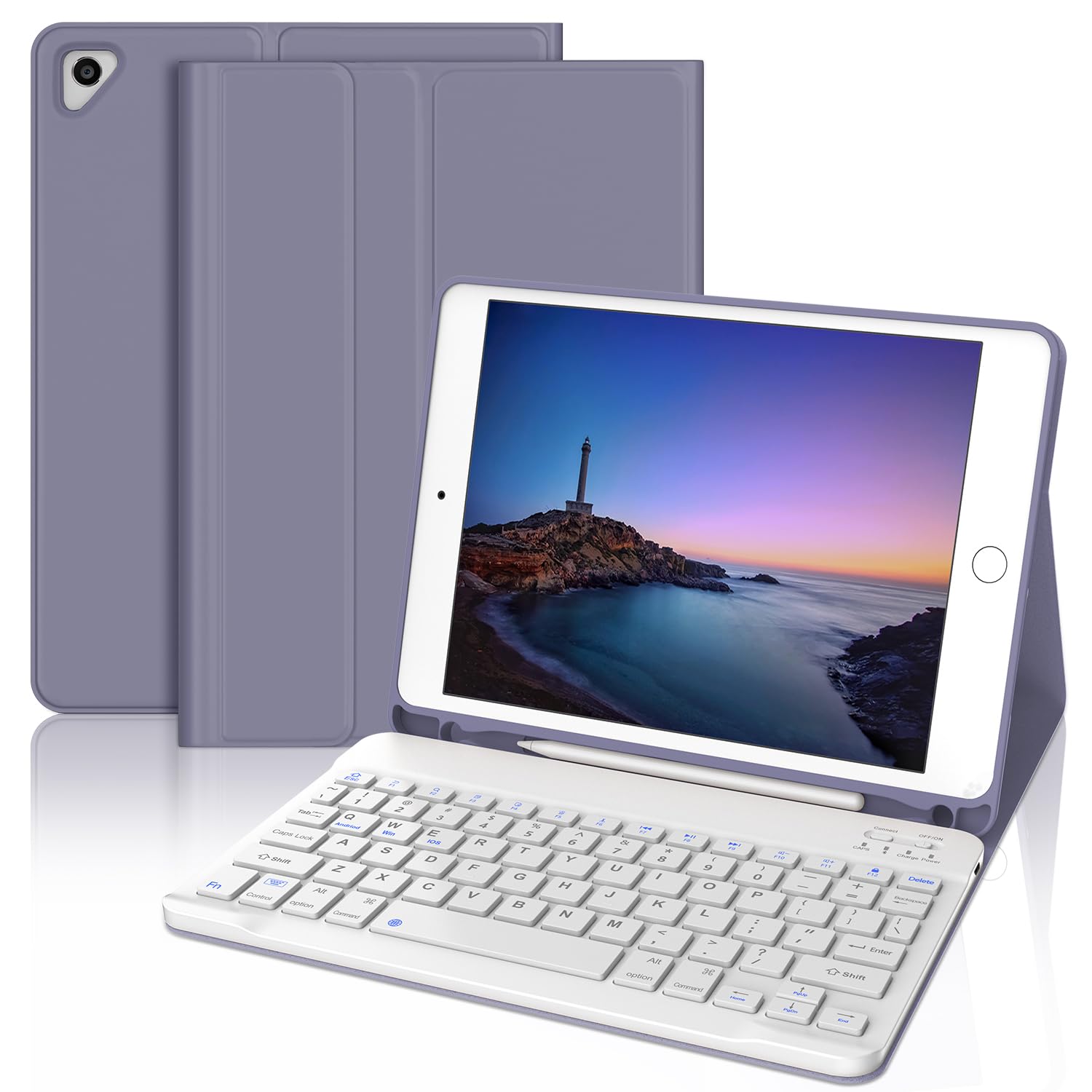 【2024革新モデル】 iPad キーボード 9.7 インチ - ipad 第6世代 第5世代 キーボード ケース 人気 超軽量 脱着式 iPad Pro 9.7/Air2/Air兼用 ペンシルホルダー付き Bluetoothキーボードカバー 耐衝撃 全面保