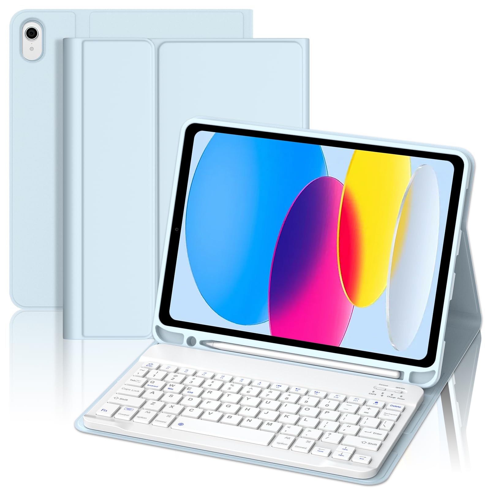 【2025革新モデル】 iPad 第11世代 キーボード A16 2025 iPad 第10世代 キーボード ケース 10.9 インチ 人気 超軽量 脱着式 ペンシルホルダー付き Bluetoothキーボードカバー 耐衝撃 スタンド機能付き