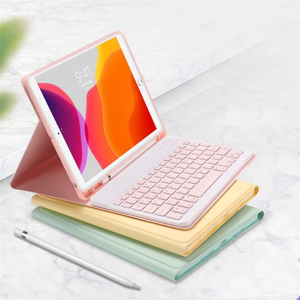2024 iPadPro11 M4 キーボード ケース キャンディー色 ペンホルダー付き 保護カバー 分離式 女性 人気 iPad Pro M4 11インチ キーボード付き 薄型 カラフル 可愛い レディース,ピンク