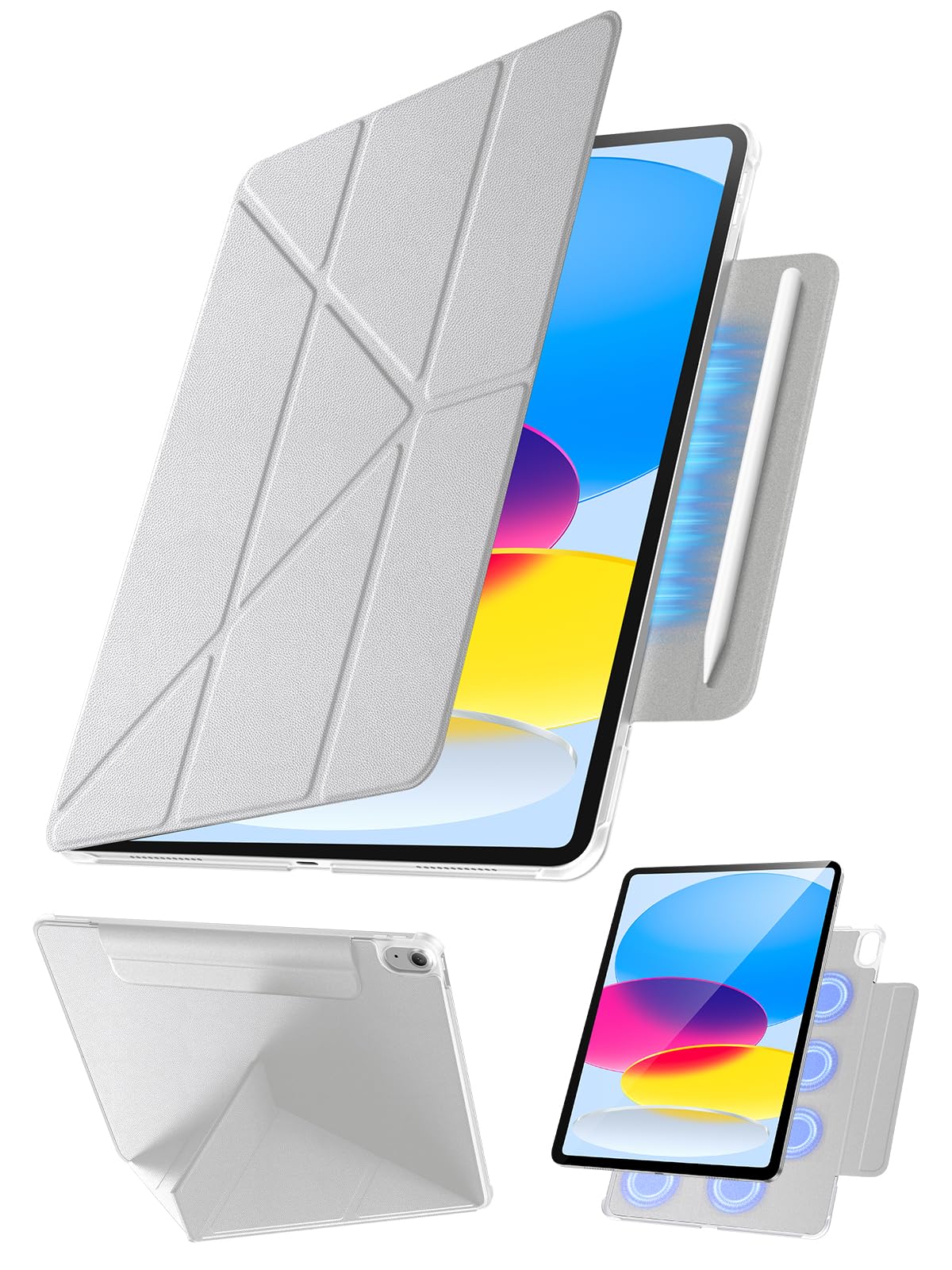 【Y字折りスタンド・360°全面保護】Tekka iPad A16 ケース iPad 第10世代 / 第11世代 用カバー (2022/2025) マグネット吸着 隠しペン収納 縦置き・横置き対応 超薄型 軽量 耐衝撃 PUレザー オートスリー