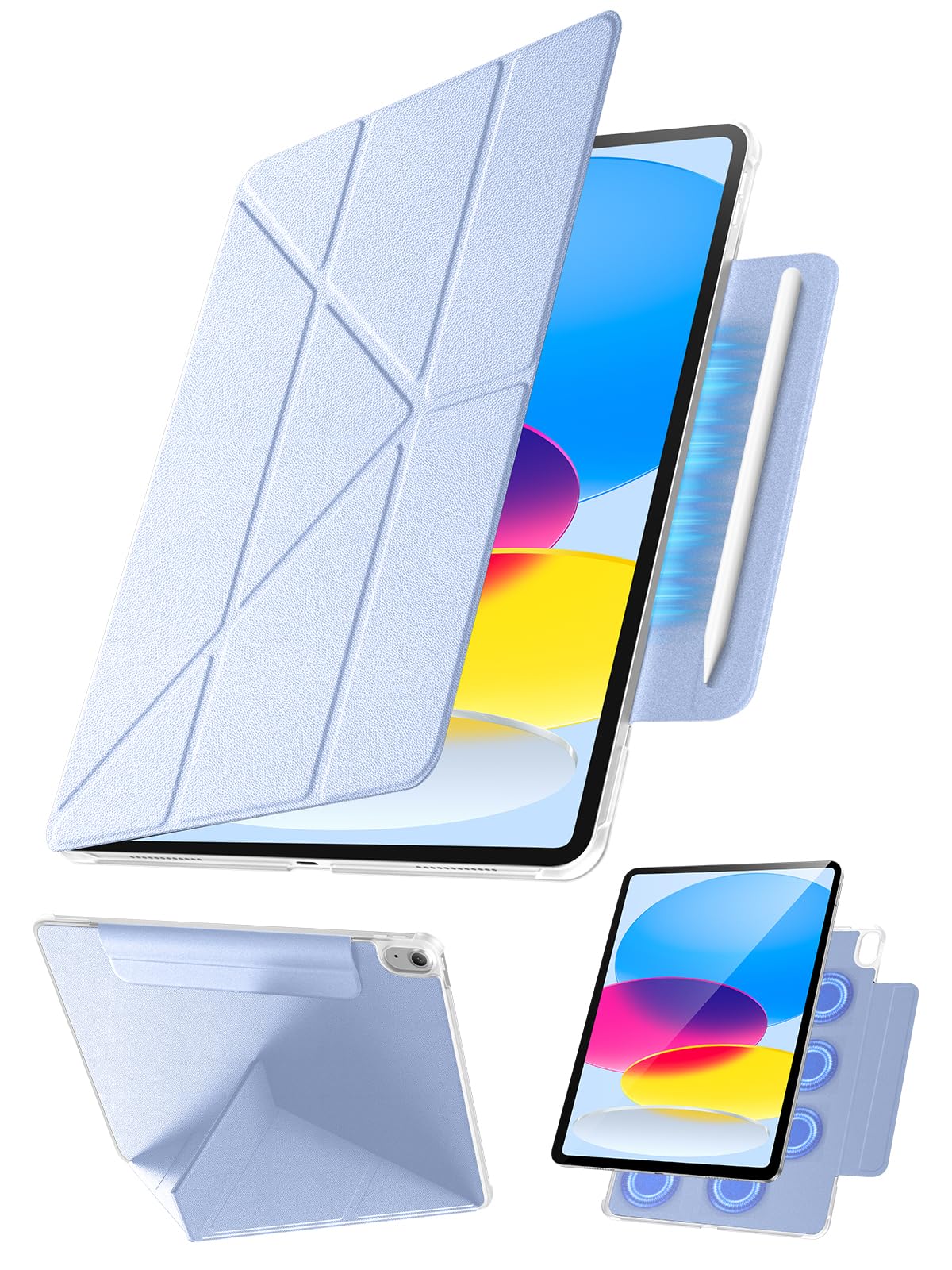 【Y字折りスタンド・360°全面保護】Tekka iPad A16 ケース iPad 第10世代 / 第11世代 用カバー (2022/2025) マグネット吸着 隠しペン収納 縦置き・横置き対応 超薄型 軽量 耐衝撃 PUレザー オートスリー|WES STORE
