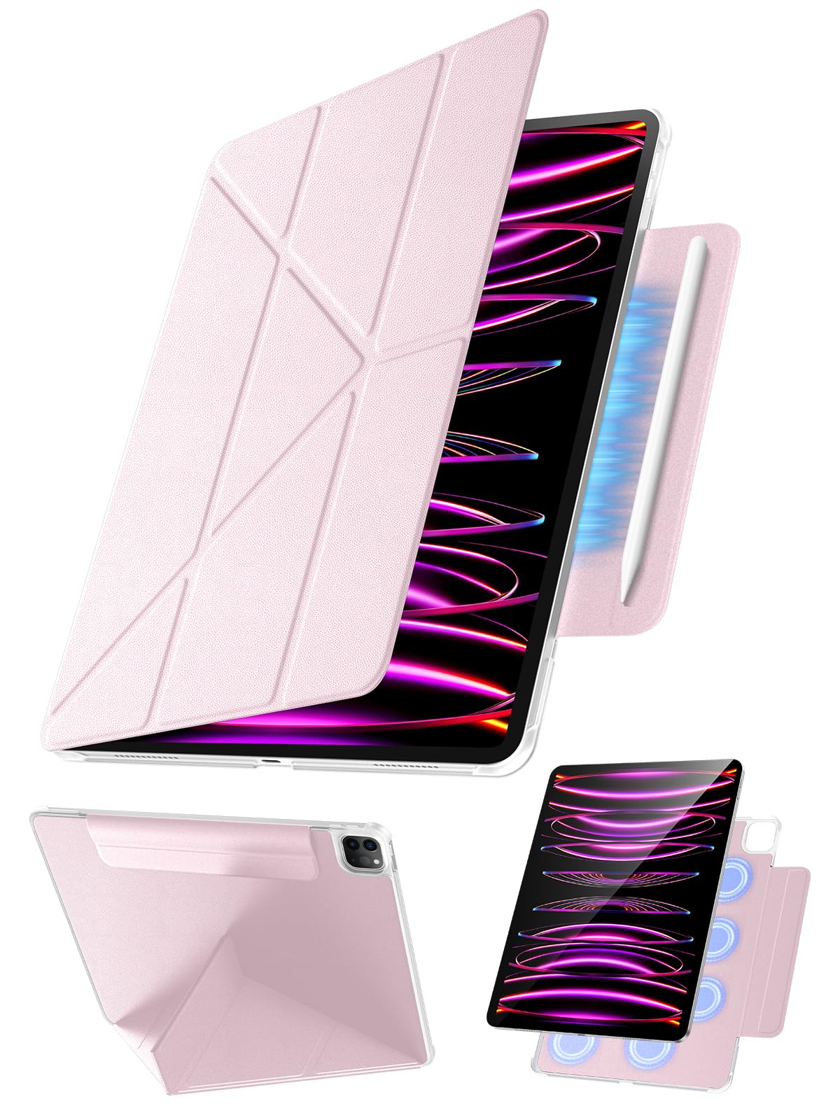 【360°全面保護すること・Y字照明ランプ】Tekka iPad Air 13in 容れもの (M2/M3 2024/2025) iPad Pro 12.9in 専用取りまかなう 第6/5/4時人（2022/2021/2020 磁石ねばり着く つつみ隠し書き込み納める 縦置き・横置き相応う 超薄型 軽さ P