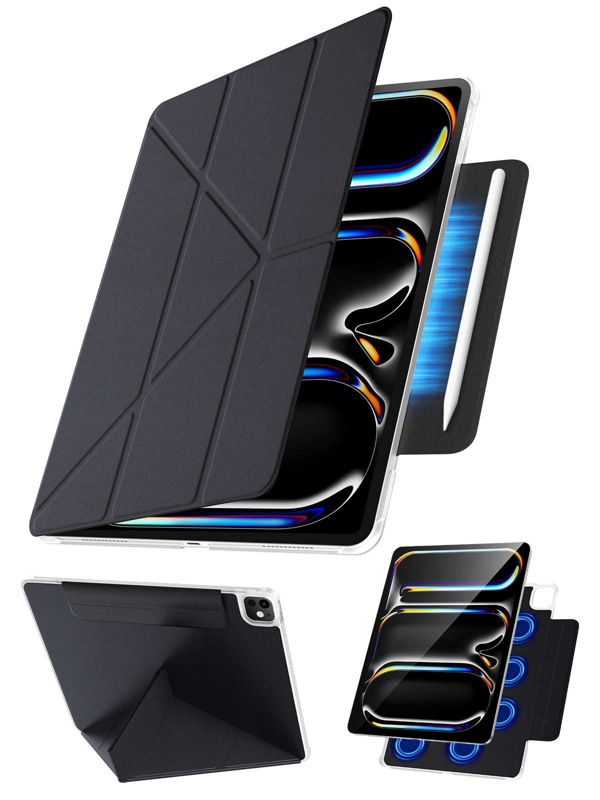 【2025年新ひな形・360°フルカバー】Tekka iPad Pro 11in 容れものM4/M5 (2024/2025・第5/6時人)相応う 磁石ねばり着く Y字折り照明ランプ 縦置き・横置き相応う つつみ隠し書き込み納める 全面保護すること 四隅強化因子 超薄型 軽