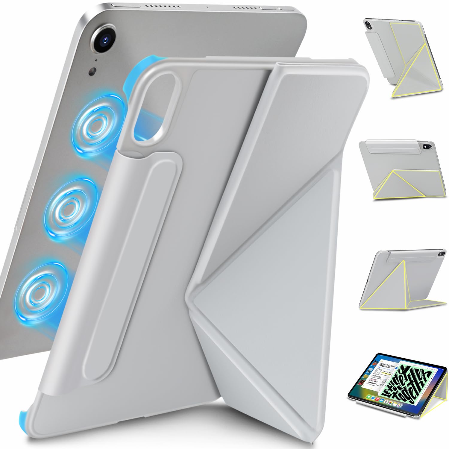 【磁気吸着式&横置＆縦置】WONZIR iPad mini7 ケース (A17 Pro 2024 第7世代) 軽量 iPad mini 6 ケース (2021 第6世代) 超薄型 8.3インチ ペン収納 折りたたみ式 タブレット 角度調整可能 三角構造安定感 ス 6,105円