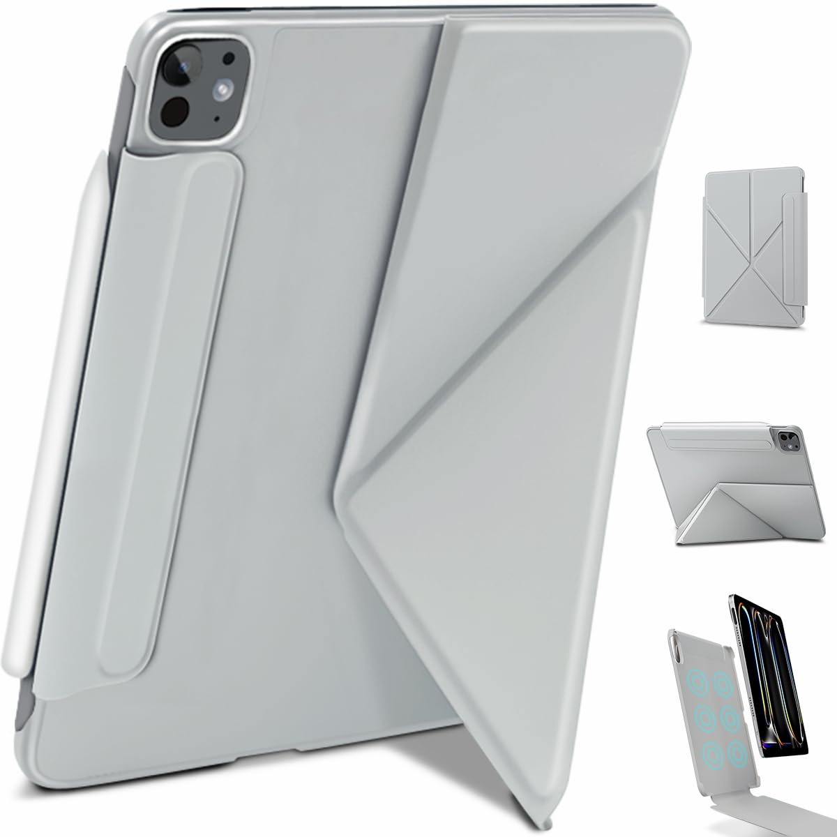 【磁気ねばり着く式\u0026横置＆縦置】WONZIR iPad Pro M5/M4 容れもの (2025/2024 第6/5時人 11in) 軽さ 超薄型 書き込み納める 折りたたみ式 経口避妊薬 角度合わせる能力のある ３角形社会システム兼ね合い感 照明ランプ役立つこと オートスリープ