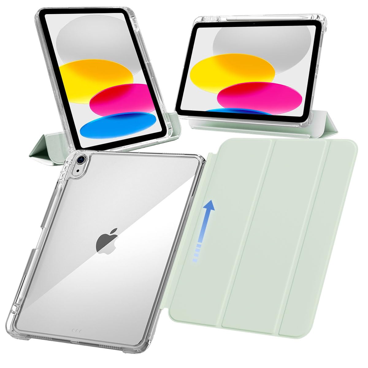 MS factory iPad 11世代 10世代 ケース 第11世代 A16 (2025) 第10世代 用 ペン収納 アイパッド 11インチ 10.9インチ 取り外し可能 軽量 耐衝撃 カバー 縦置き/横置きスタンド ソフトフレーム 背面透明 ア