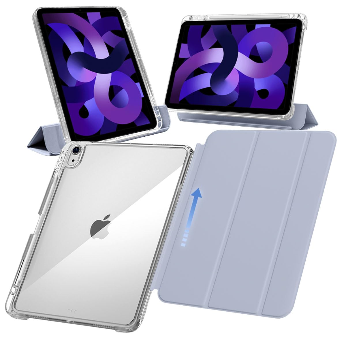 MS factory iPad Air 11インチ ケース M3 (2025) M2 (2024) 第5/4世代 用 ペン収納 取り外し可能 軽量 耐衝撃 カバー 縦置き/横置きスタンド アイパッドエアー 第5世代 第4世代 ソフトフレーム 背面透明 ペ
