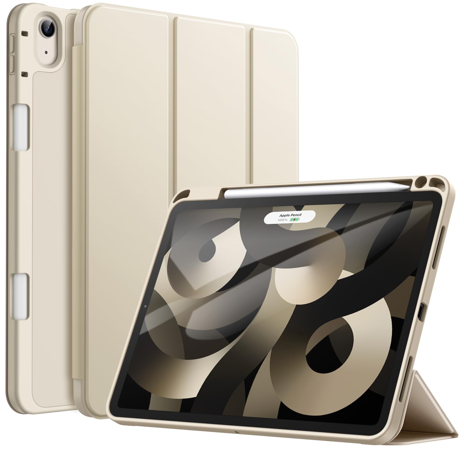 JETech iPad Air 11 インチ M3/M2 (2025/2024), iPad Air5/4 2022/2020 10.9インチ専用 保護ケース Pencilホルダー付き ソフトTPUバック スリム保護カバー オートウェイクアップ/スリープ機能付き (スターライト)