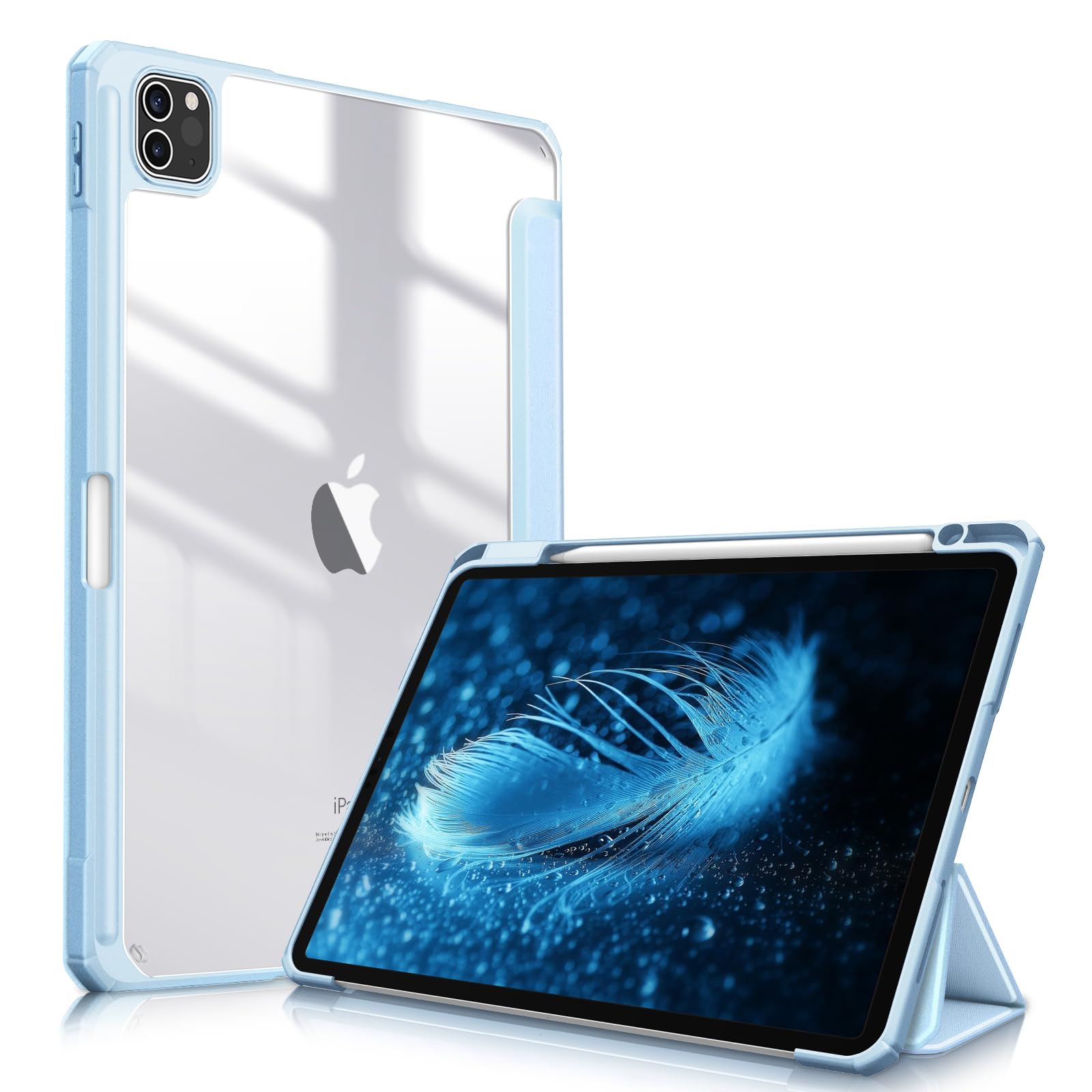 Fintie iPad Pro 11 ケース 2021/ 2020/2018 11インチ 透明バックカバー Apple Pencil 収納可能 Apple Pencil 2 ワイヤレス充電対応 三つ折スタンド スリープ機能 軽量 薄型 傷つけ防止 PU合成レザー TPU (モデル
