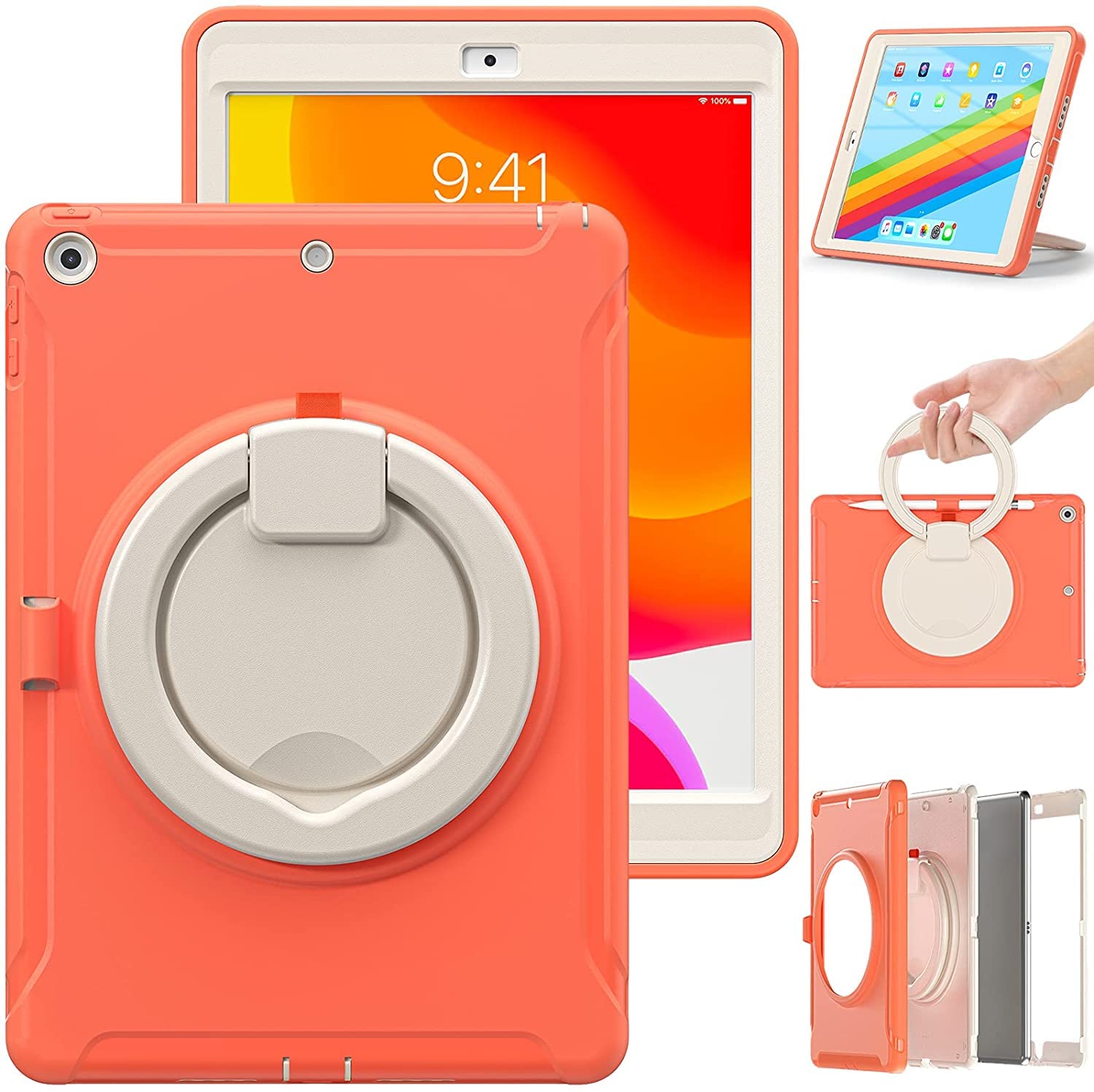 iPad 用 入れもの, 2025新型 iPad Air 13in (M3,2025)用/Air 13 (M2,2024)/ Pro 12.9in 第6/5/4/3時人 入れもの 輪っか付き添い人 ぼうぜん自失吸いいれる 向こう見ず 牢固たる 360度回転させる照明ランプ 持ち二号さん 手持ち部分付 覆いかぶせる 落っこちる押しとどめる キ