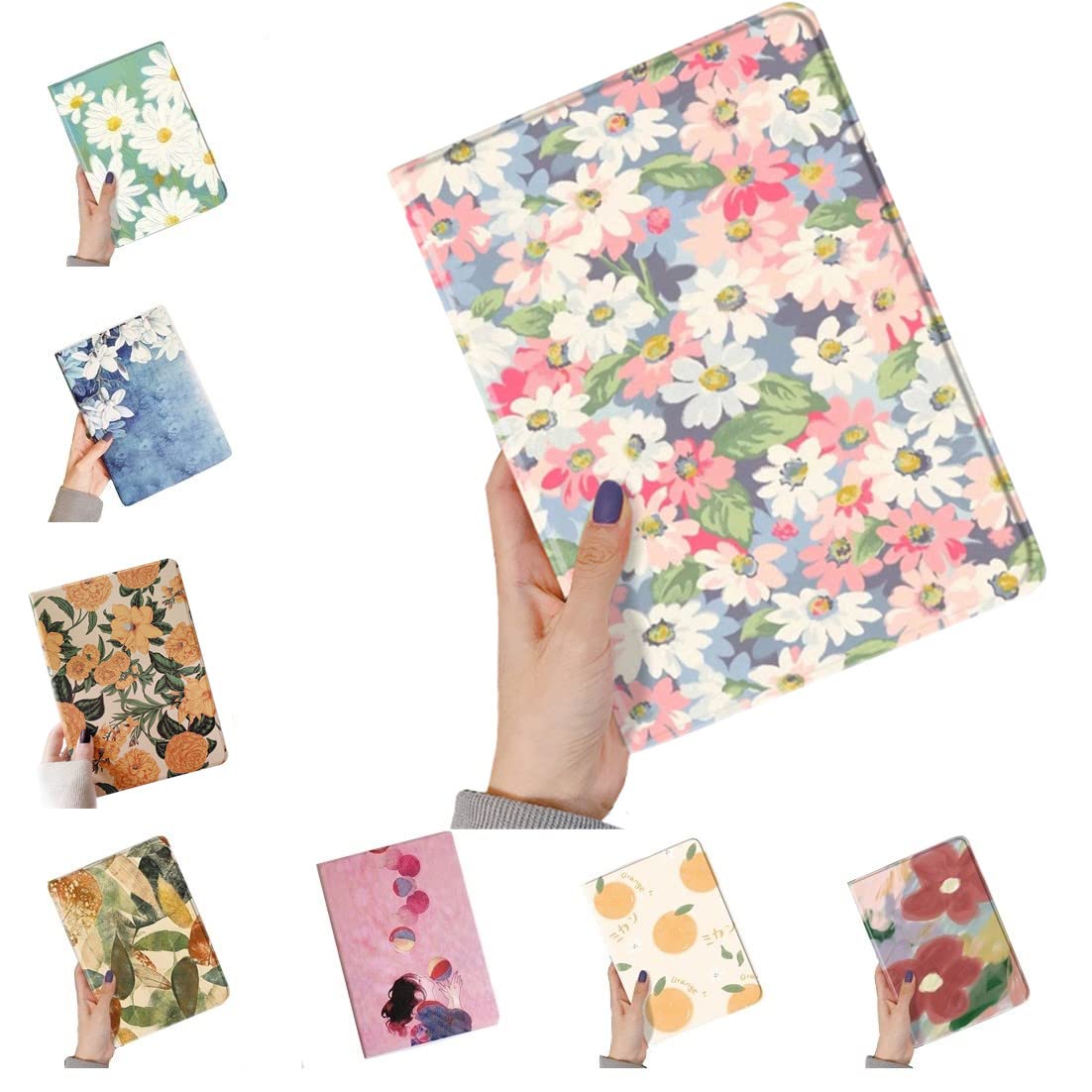 可愛い iPadAir13インチ M3/M2 ケース 花柄 iPadPro12.9インチ 第6/5/4/3世代 ケース Apple Pencil 充電対応 女性 人気 アイパッド カバー オリジナル 印刷 お洒落 ブック式,柄H