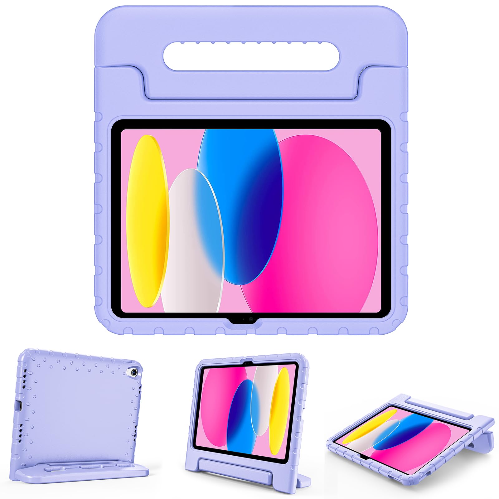ProCase iPad 11世代/10世代 ケース iPad（A16）11インチ 2025/10.9インチ 2022通用 耐衝撃性 ハンドルとキックスタンド付き 軽量バンパーケース (ライトパープル)