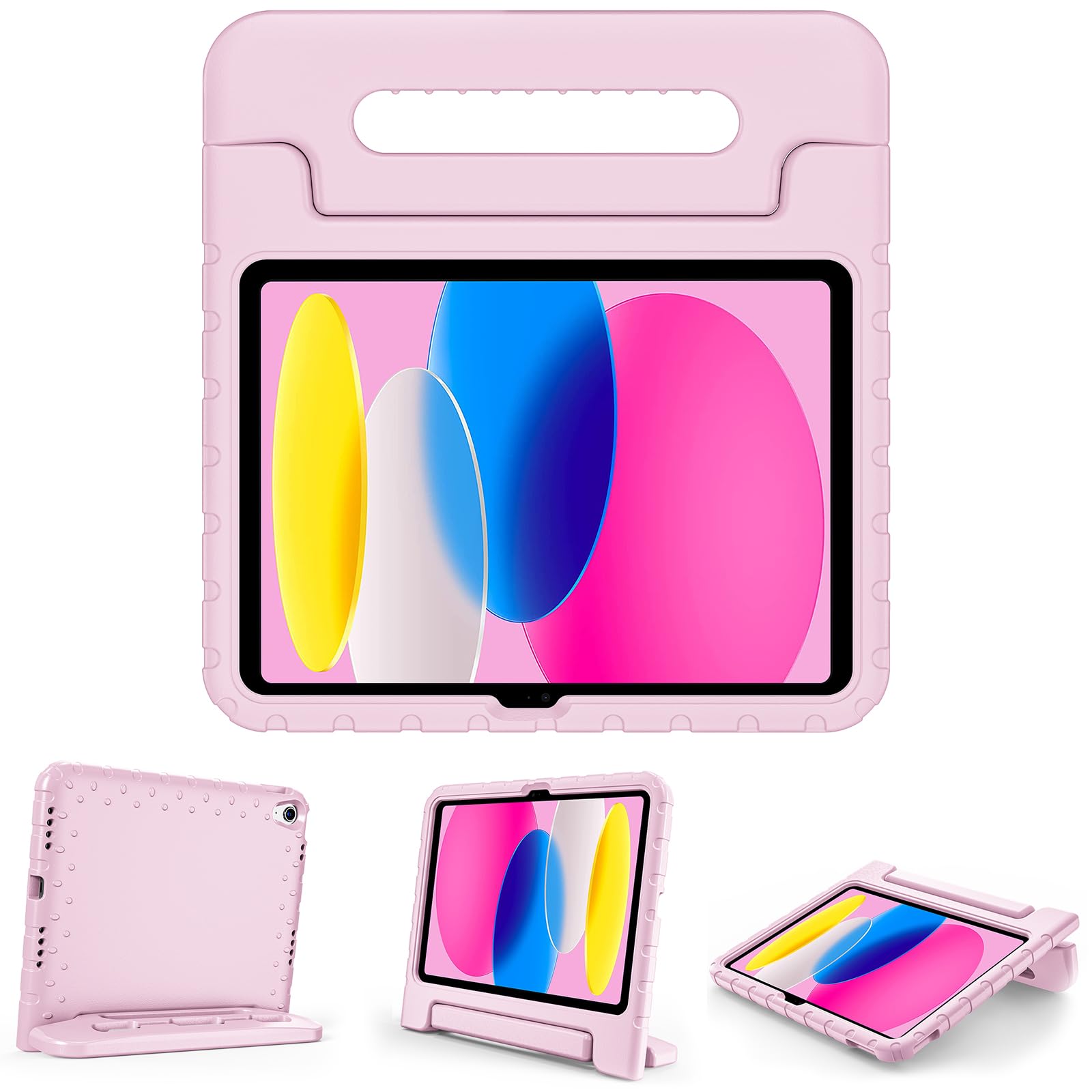 ProCase iPad 11世代/10世代 ケース iPad（A16）11インチ 2025/10.9インチ 2022通用 耐衝撃性 ハンドルとキックスタンド付き 軽量バンパーケース (ライトピンク)
