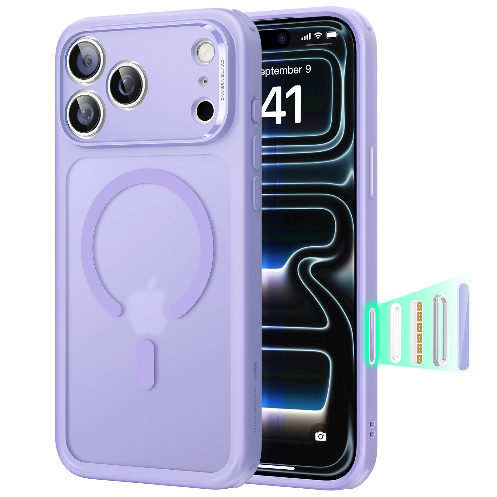 【3倍米軍MIL規格・MagSafe対応】ESR iPhone 17 Pro ケース ワイヤレス充電 ストラップホール付き エアガードコーナー 25W高速充電 Qi2.2対応 4H傷に強い背面 傷防止 滑り止め 指紋防止 耐衝撃 耐黄変