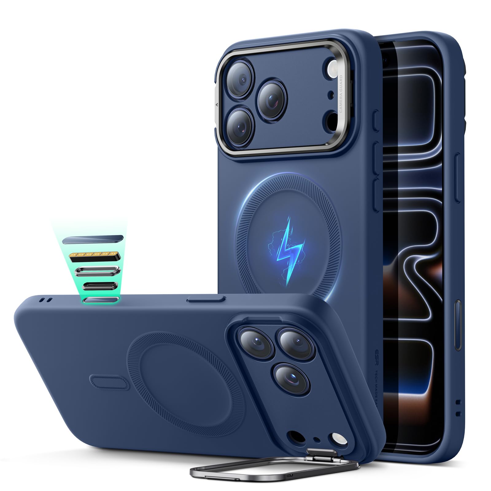 【デザイン受賞シリーズ！】ESR iPhone 17 Pro ケース 3倍米軍MIL規格 MagSafe対応 落下保護 黄ばみなし マグネット搭載 耐衝撃 滑り止め いphone17Proケース 隠れスタンド カメラコントロールカバー i