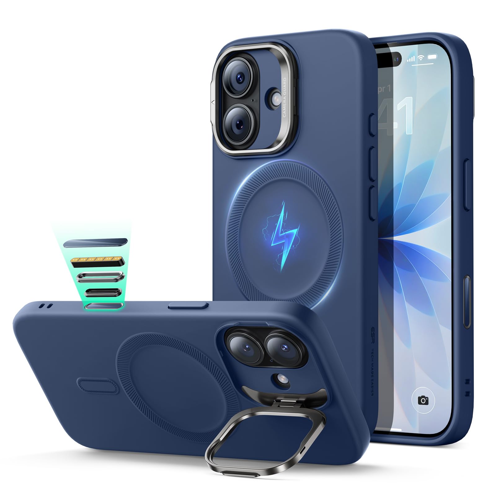【デザイン受賞シリーズ！】ESR iPhone 17 ケース MagSafe対応 カメラボタン付き 隠しスタンド 調整可能 3倍米軍MIL規格 ワイヤレス充電対応 エアガードコーナー 耐衝撃 傷防止 軽量 スマホケース
