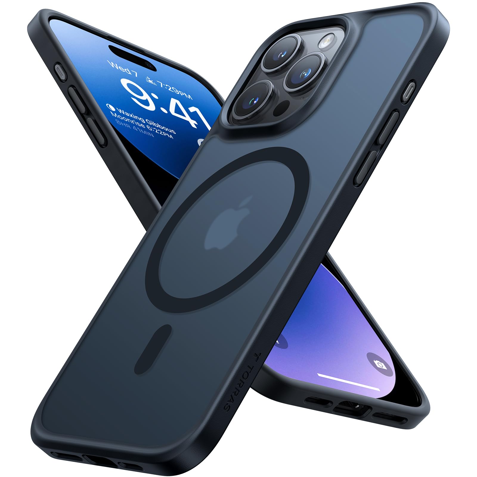 【米軍堅牢な耐落下性・高?力マグネット搭載】TORRAS iPhone 15 pro 用 ケース 半透明 マグネット搭載 耐衝撃 マット感 黄ばみなし ストラップホール付き ワイアレス充電対応 Guardian-Mag ブラッ｜WES STORE