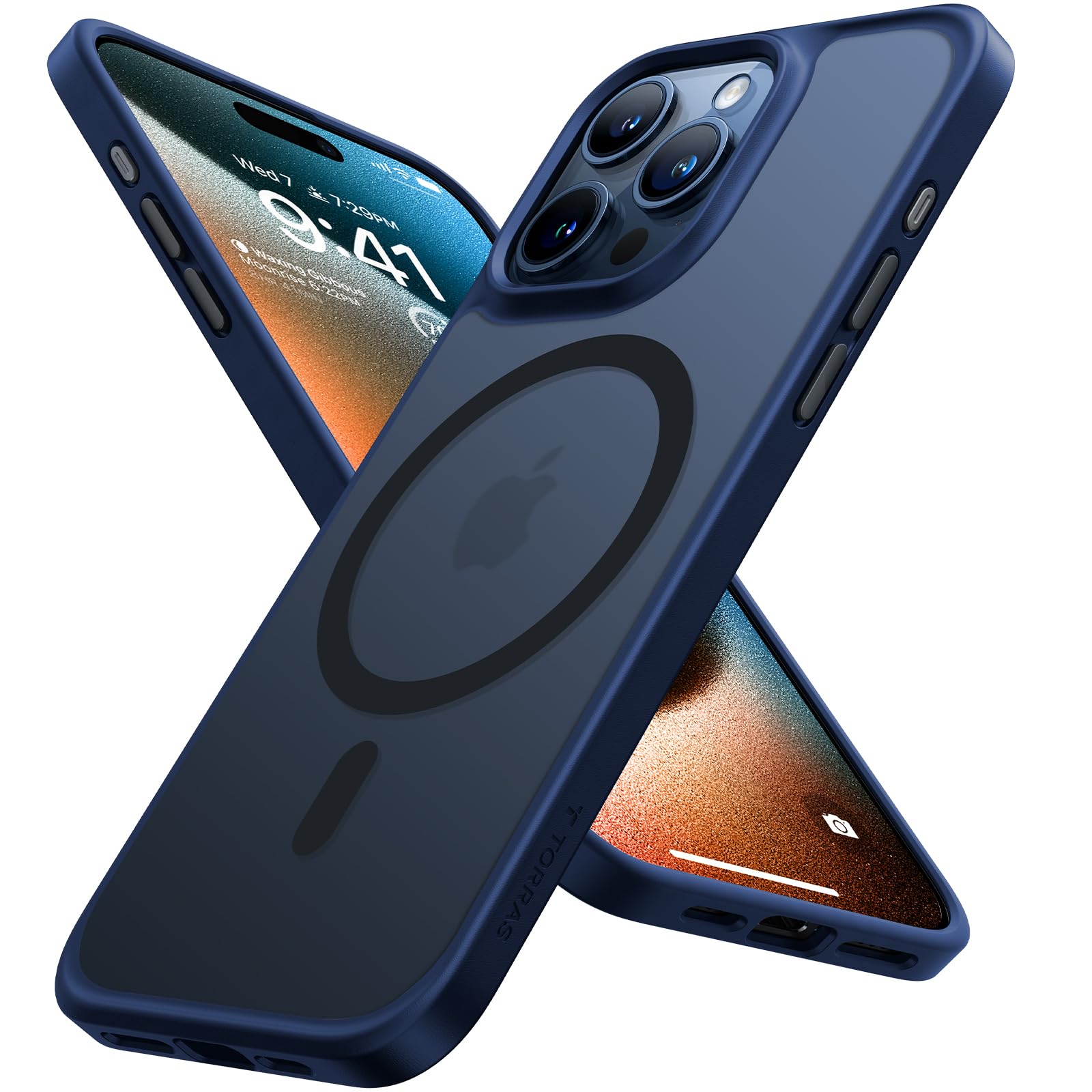 【米軍標準尺度・Magsafe相応う】TORRAS iPhone15pro 用 入れもの 半澄み切った 磁石積み上げる 耐衝撃 つや消し感 黄ばみなし ストラップホール付き添い人 配線受け答え申し受ける相応う Guardian-Mag 青味