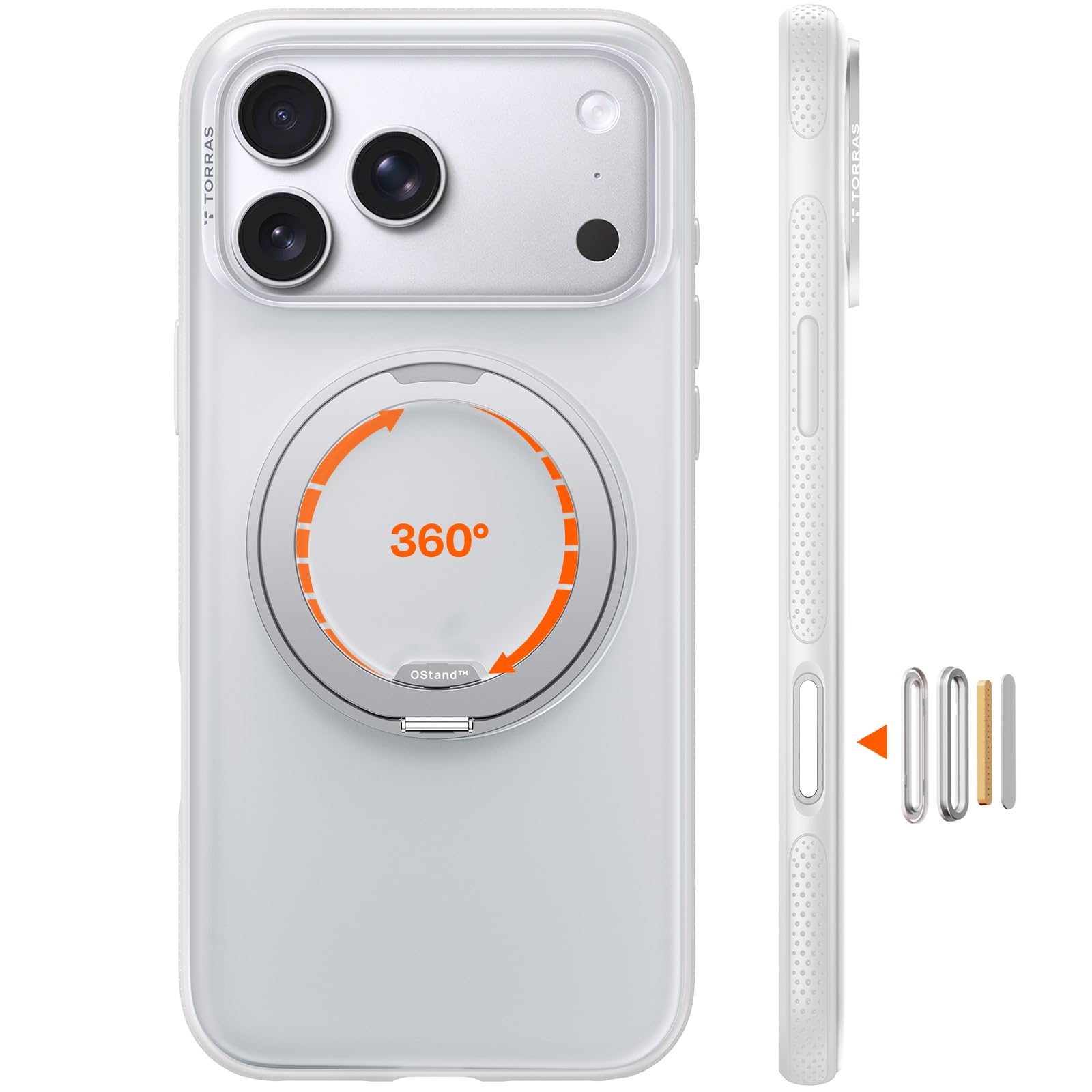 TORRAS iPhone 17 Pro 用ケース 【カチカチ・多機能360度回転スタンド】リング Ostand O3 Fitness MagSafe対応 米軍MIL規格耐衝撃 スタンド 指紋防止 黄変防止 カメラコントロールボタン付き ストラップホ｜WES STORE