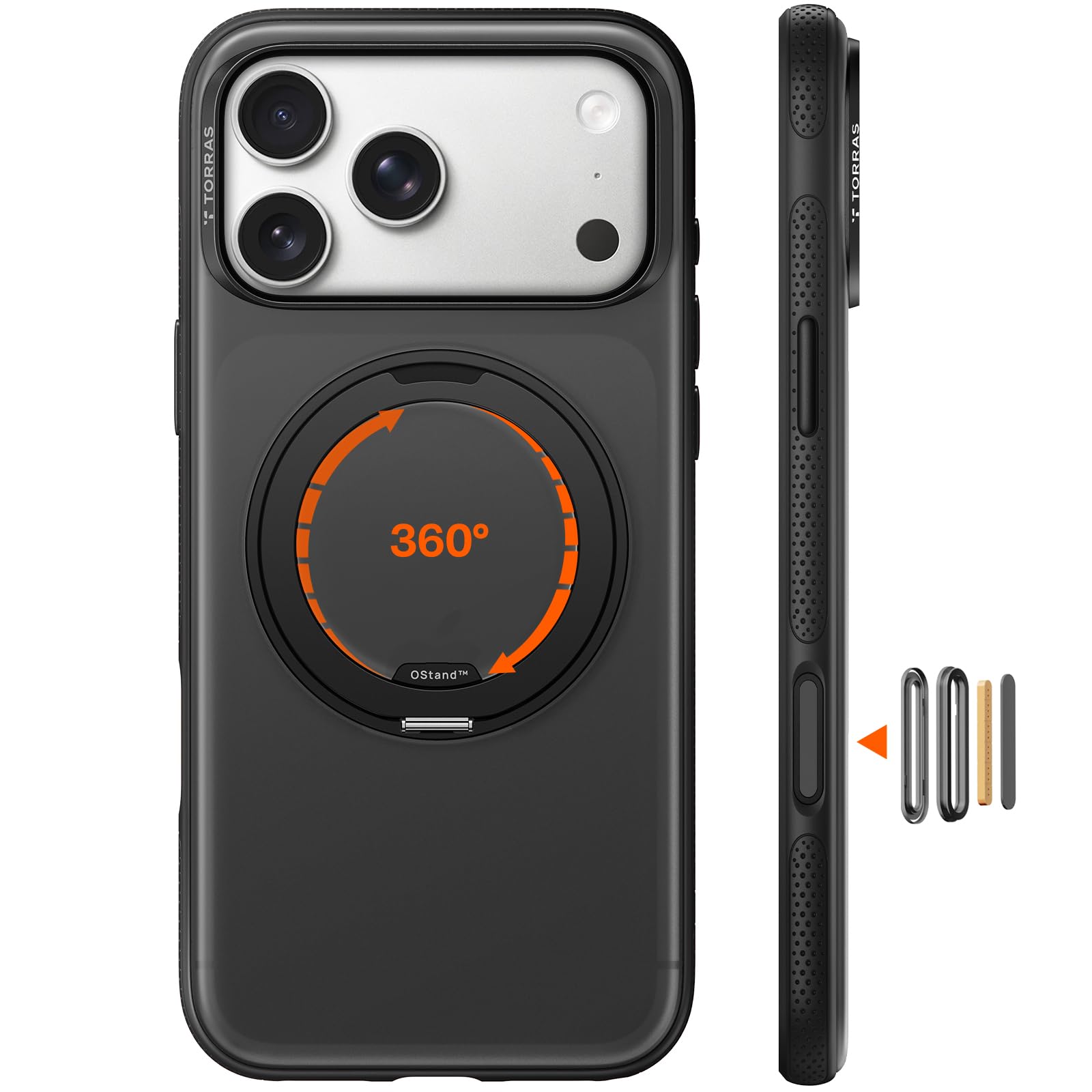 TORRAS iPhone 17 Pro 用ケース 【カチカチ・多機能360度回転スタンド】リング Ostand O3 Fitness MagSafe対応 米軍MIL規格耐衝撃 スタンド 指紋防止 黄変防止 カメラコントロールボタン付き ストラップホ｜WES STORE