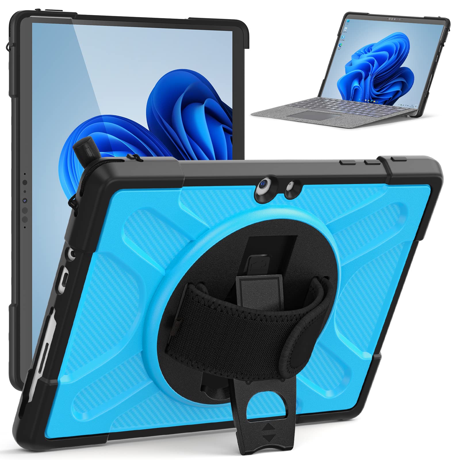 Surface Go4 Go3 Go2 Go ケース 耐衝撃 360°回転スタンド機能 マイクロソフト surface Go 4 Go 3 Go 2 Goカバー おしゃれ サーフェス Go 第四/三/二/一代 保護ケース 調節可能 丈夫 ハンドストラップ 防塵 多