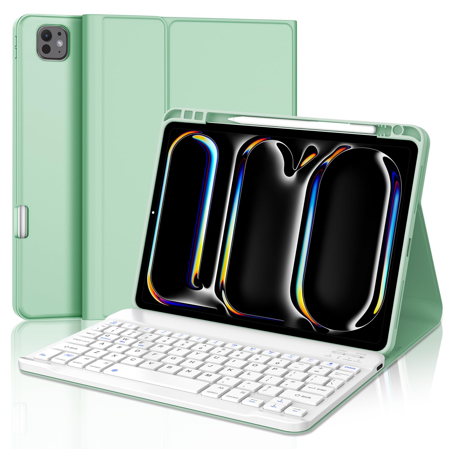 [2025年最新型] iPad Pro 11 インチキーボード付きケース (M5 2025 M4 2024) Bluetoothキーボードカバー ipad pro 11 キーボード オートスリープ スタンド機能 Apple Pencil充電対応 上側収納 耐衝撃 全面保護 ｜WES STORE