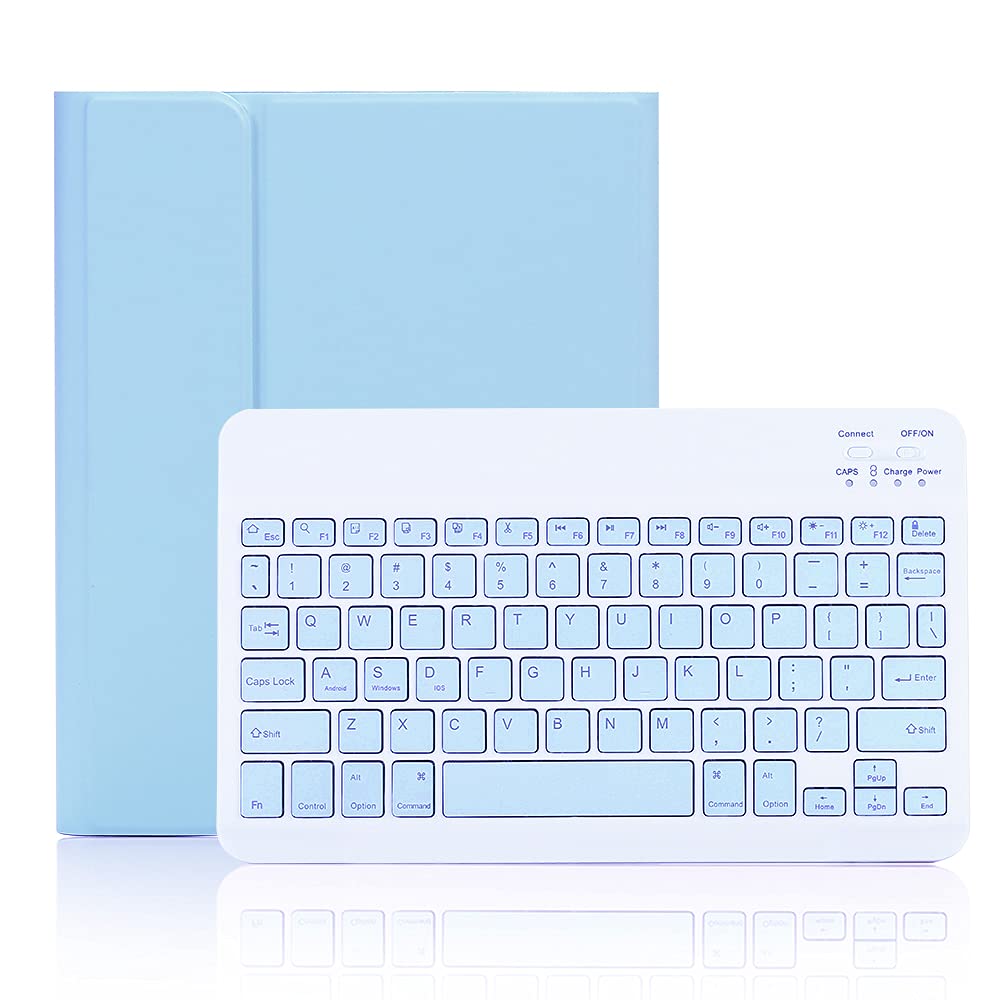 iPad10.2 キーボードケース iPad第7/8/9世代/Air3/Pro10.5兼用キーボード付きケース 分離式 apple pencil収納 スタンド機能 全面保護 ブルー