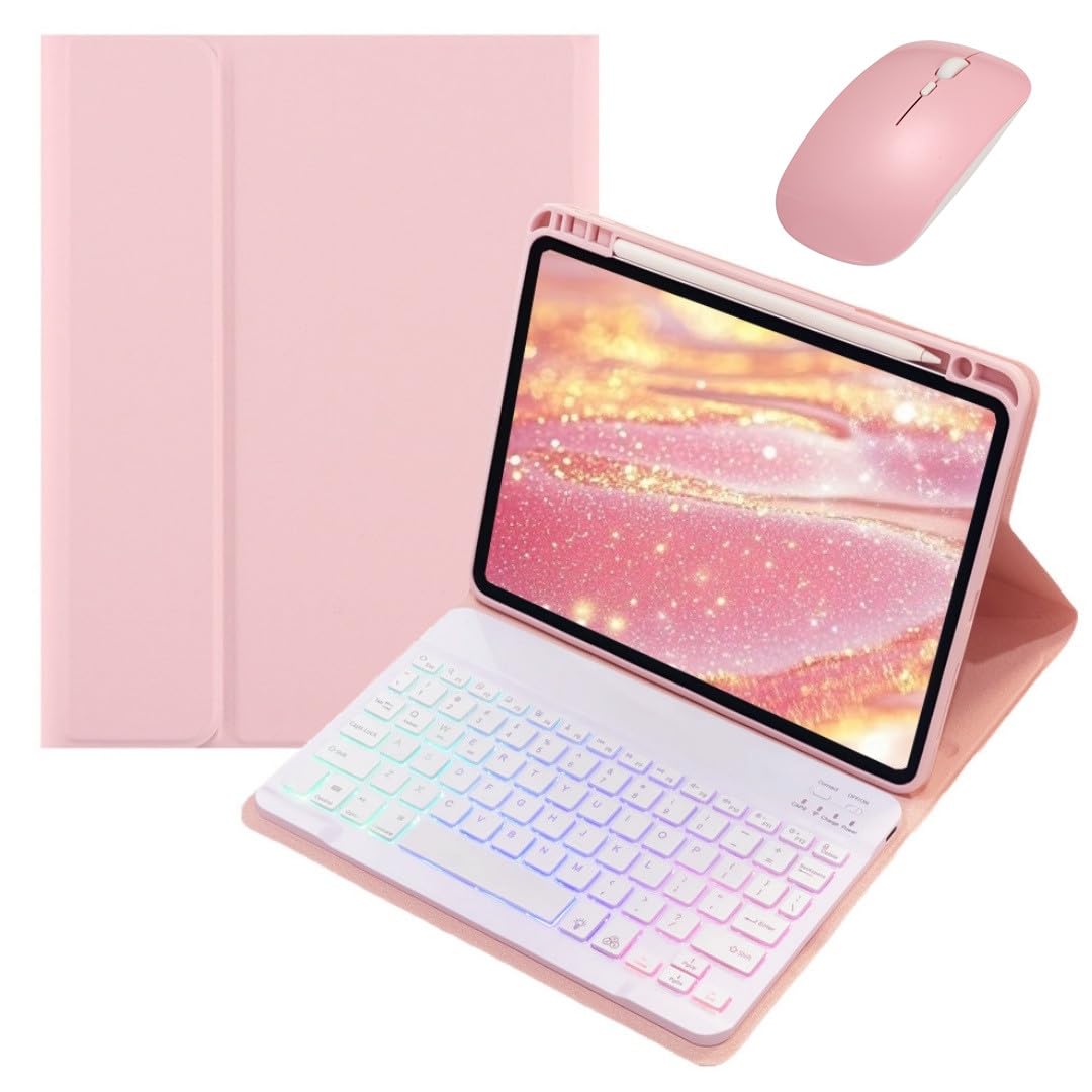 マウス付き Xiaomi Pad 7 / Pad7 Pro 11.2インチ用 キーボードケース カラフル バックライト付き Xiaomi Pad 7 Pro 対応 キーボード 保護カバー マグネット分離式 ペンホルダー付き,ピンク｜WES STORE