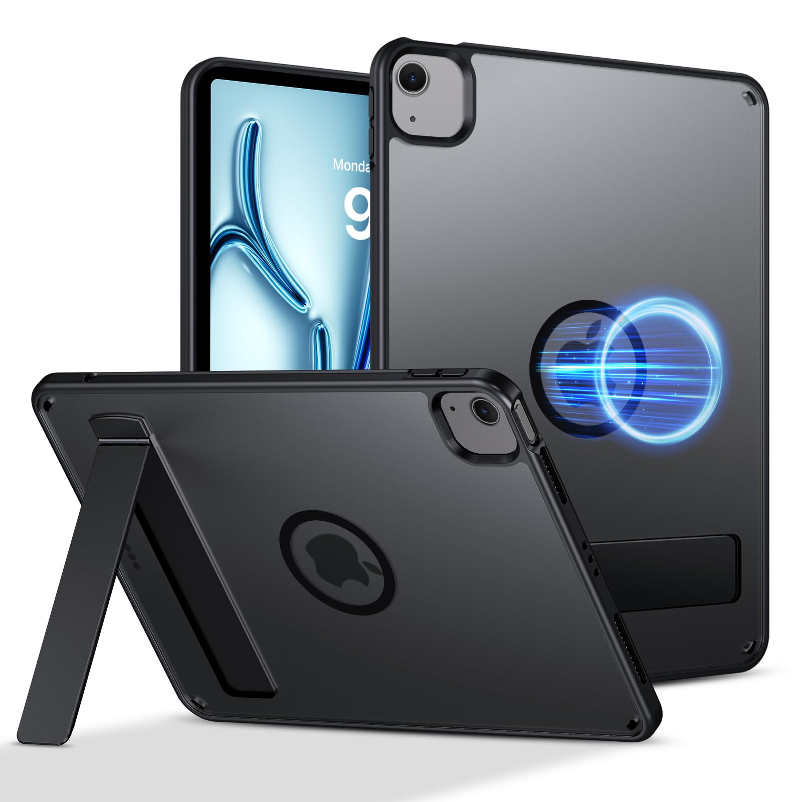 VENINGO iPad Air 11インチ ケース M3/M2 (2025/2024) iPad Air 第5/4世代 (2022 2020) iPad Pro 11インチ ケース 第4/3/2/1世代専用カバー（2022 2021 2020 2018) 縦横スタンド マグネット 耐衝撃 半透明 黄変防止 MagSafe対