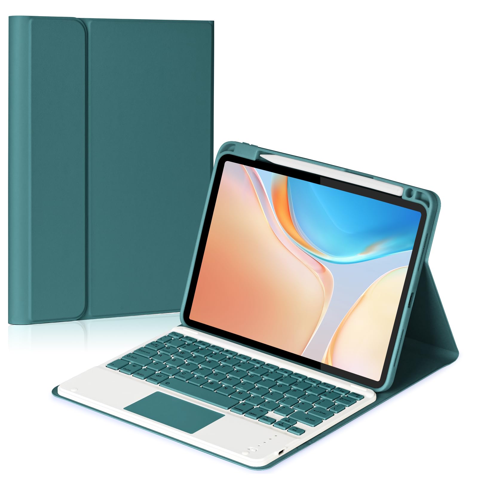 iPad Pro 11インチ M4 2024 キーボードケース タッチパッド搭載 上側ペンホルダー apple pencil充電対応 スタンド機能 全面保護 濃い緑｜WES STORE