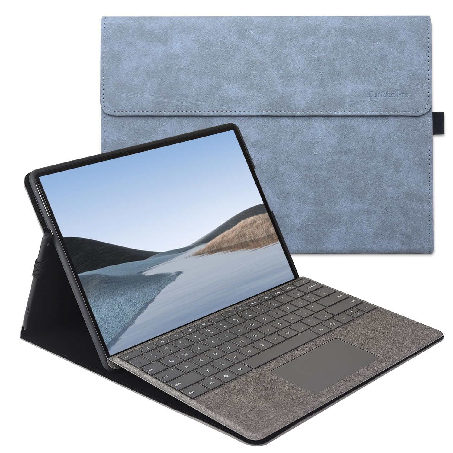xisiciao For Microsoft Surface Pro 9 / Pro10 / Pro 11th保護すること容れものTPU ホンブルグ帽甲殻付き添い人 キーボードカバーサーフェスプロ9と取り替えっこ性あり 薄くてたわい無い放熱心積もり (水色)