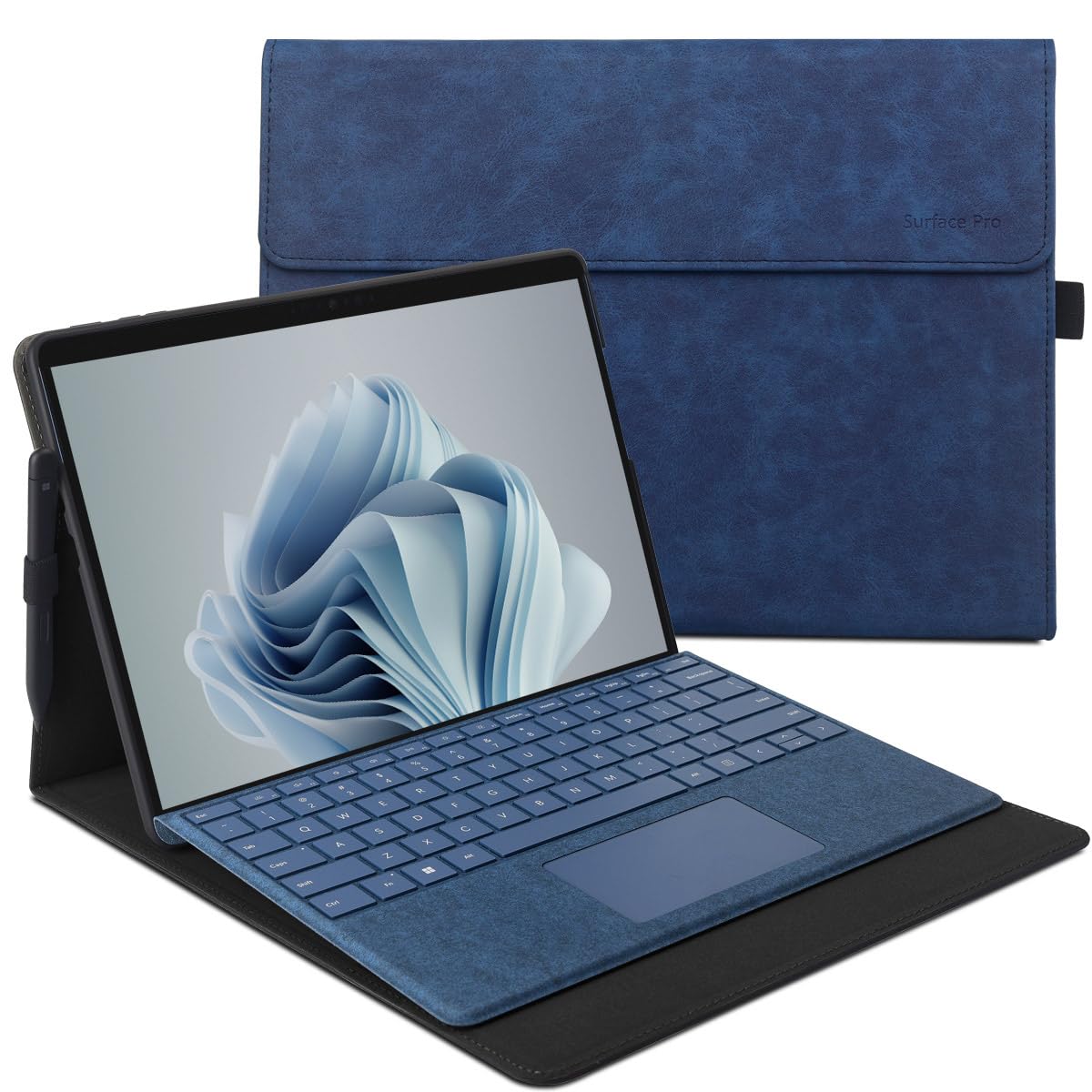 xisiciao 保護すること容れもの For Microsoft Surface Pro 9/10/11th TPU ホンブルグ帽甲殻付き添い人 キーボードカバーサーフェスプロ9と取り替えっこ性あり 薄くてたわい無い放熱心積もり (Blue)