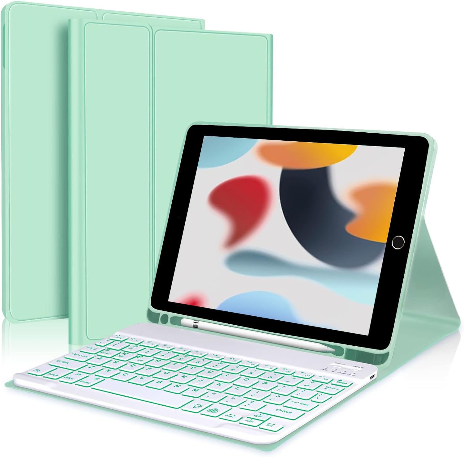 [2024年最新型] 7色うしろ側点火装置 iPad 9.7 鍵盤入れもの iPad 第5時人 第6時人 鍵盤付き添い人入れもの iPad air2 鍵盤 脱着式 無線電話 Bluetooth 鍵盤 耐衝撃 pencil納める 万覚え帳型 オート