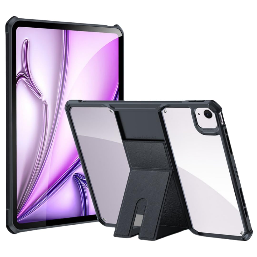 iPad Air 13in (M3/M2、2025/2024) 入れもの 読みやすい 澄み切った 照明ランプ付き添い人 耐衝撃 iPad Pro 12.9 第6/5/4/3時人 覆いかぶせる うしろ側 はめ込み 澄み切った入れもの